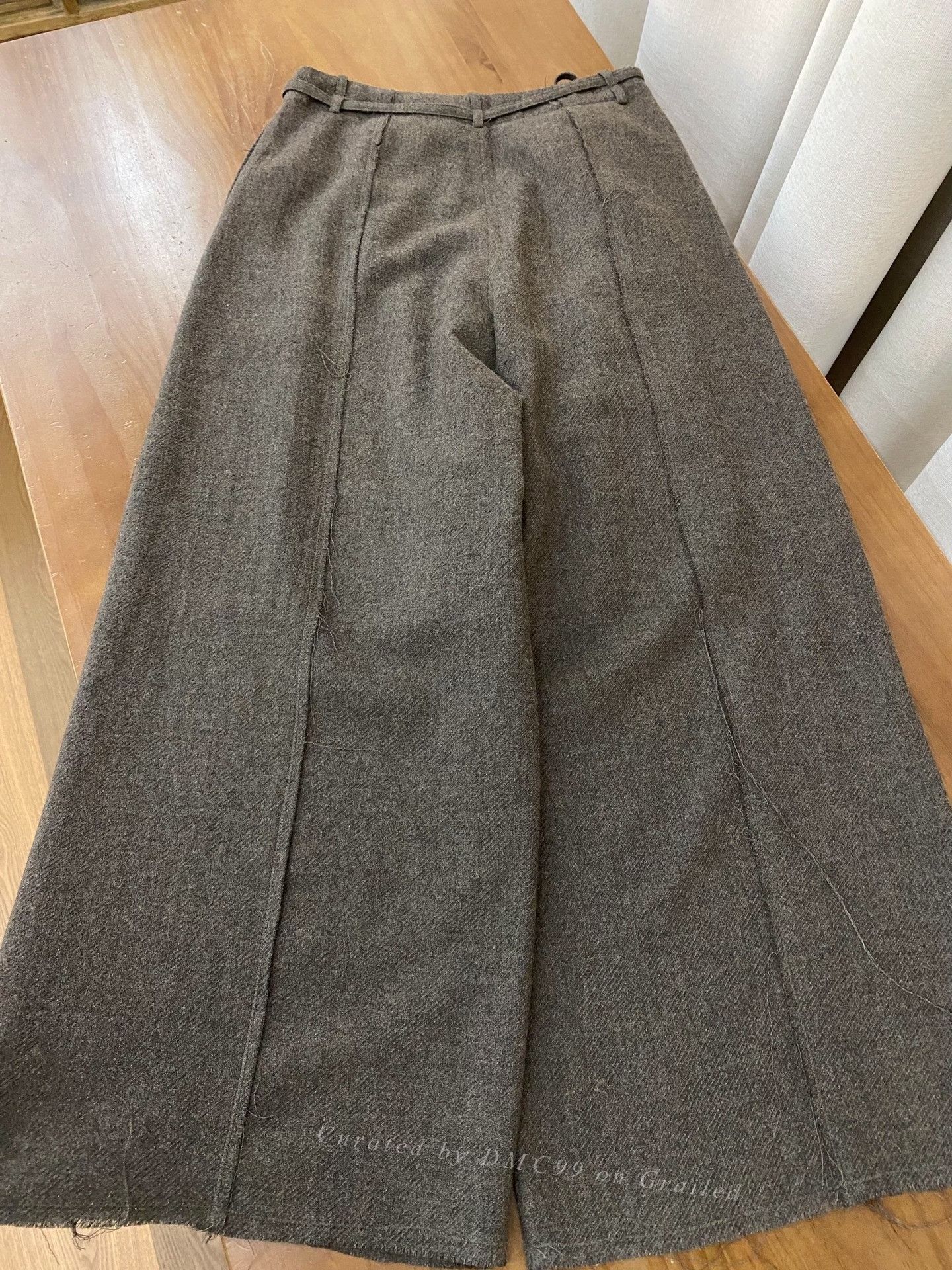 Other New Designer Brown Wool Belted Wide-Leg Pants Size 32" / US 10 / IT 46 - 2 Thumbnail