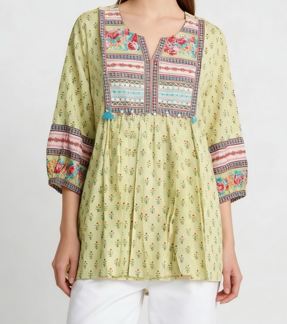 Other New Indian Cotton Mint Green Top Size M / US 6-8 / IT 42-44 - 7 Thumbnail