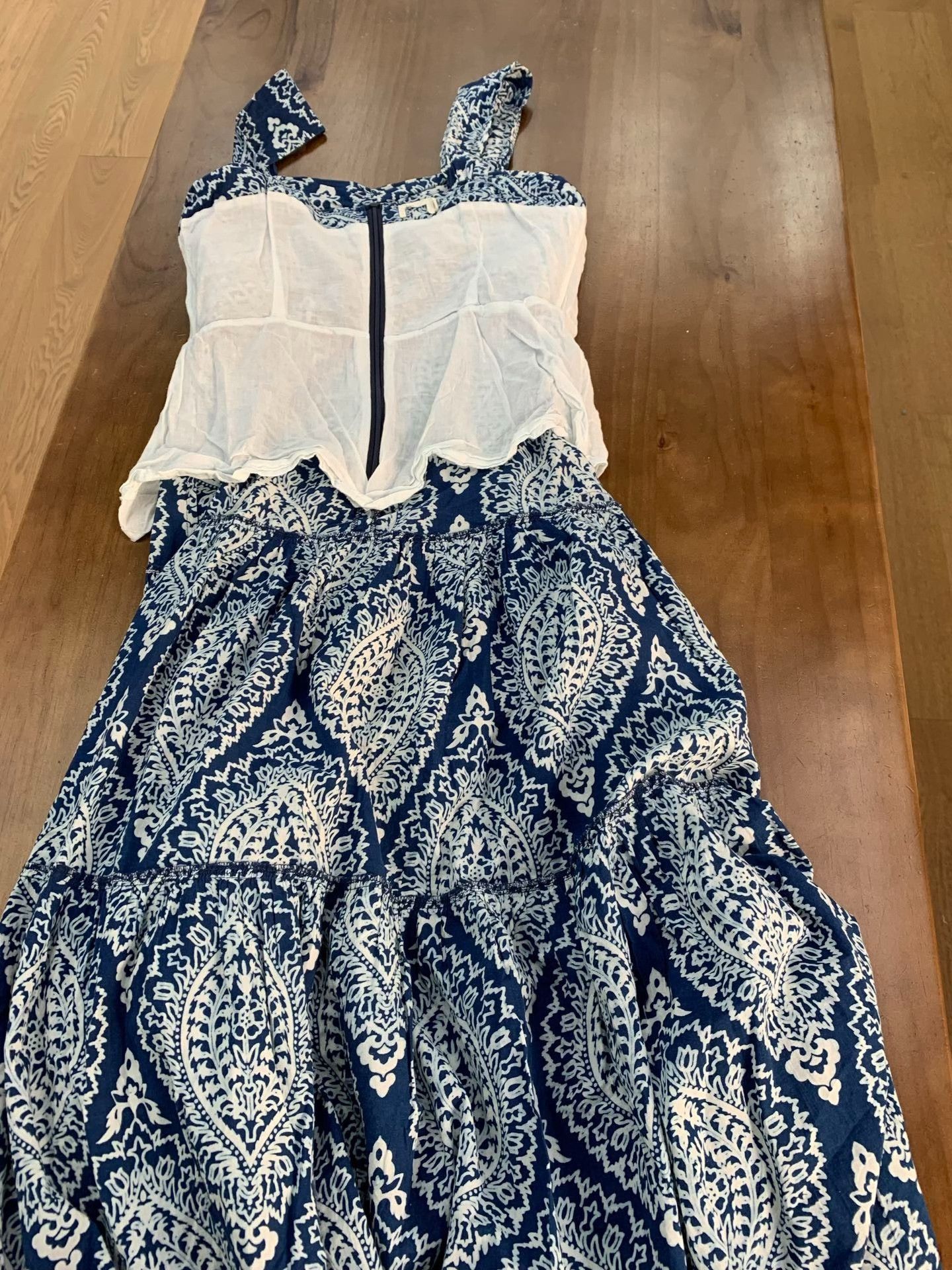 Other Indian Cotton Blue White Sundress Size M / US 6-8 / IT 42-44 - 6 Thumbnail
