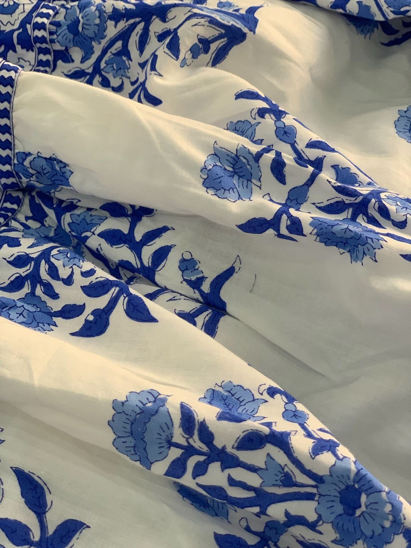 Other New Indian Hand Block-Dyed Sleeveless Blue Floral Dress Size L / US 10 / IT 46 - 5 Thumbnail