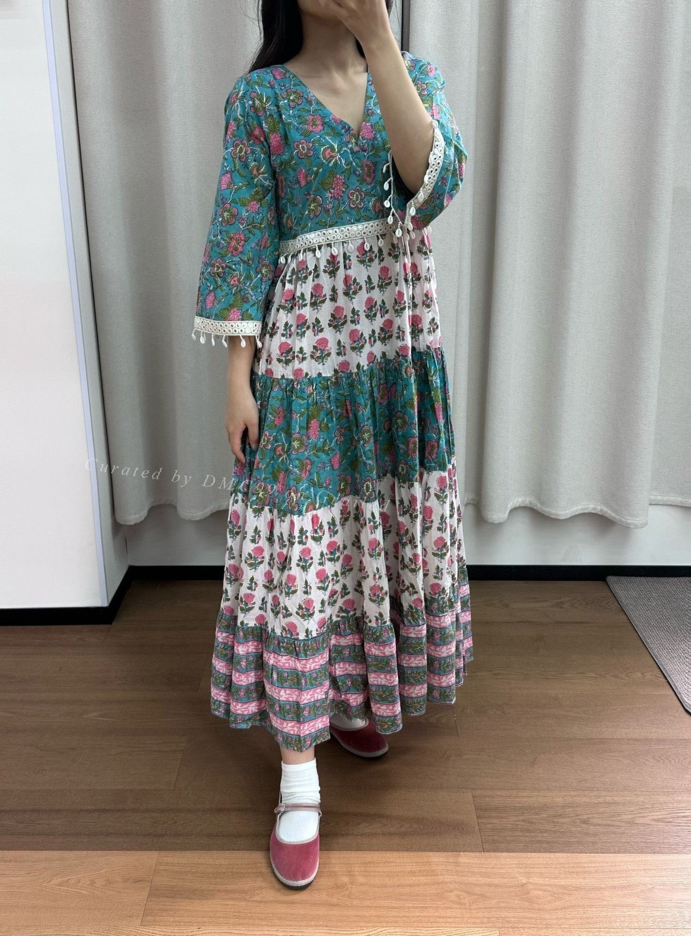 Other Indian Hand-Dyed Floral Patchwork Dress Size M / US 6-8 / IT 42-44 - 7 Thumbnail