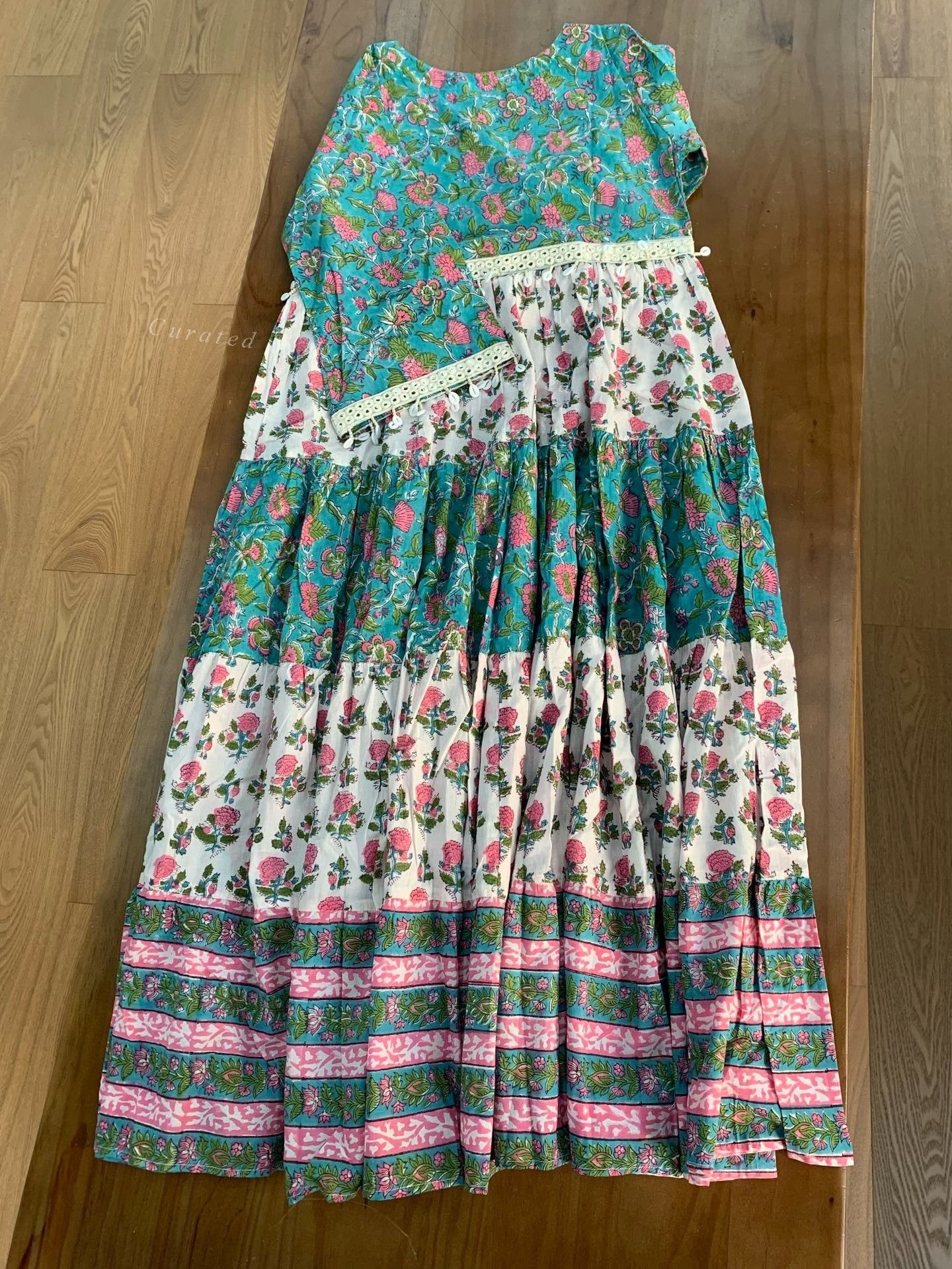 Other Indian Hand-Dyed Floral Patchwork Dress Size M / US 6-8 / IT 42-44 - 2 Thumbnail