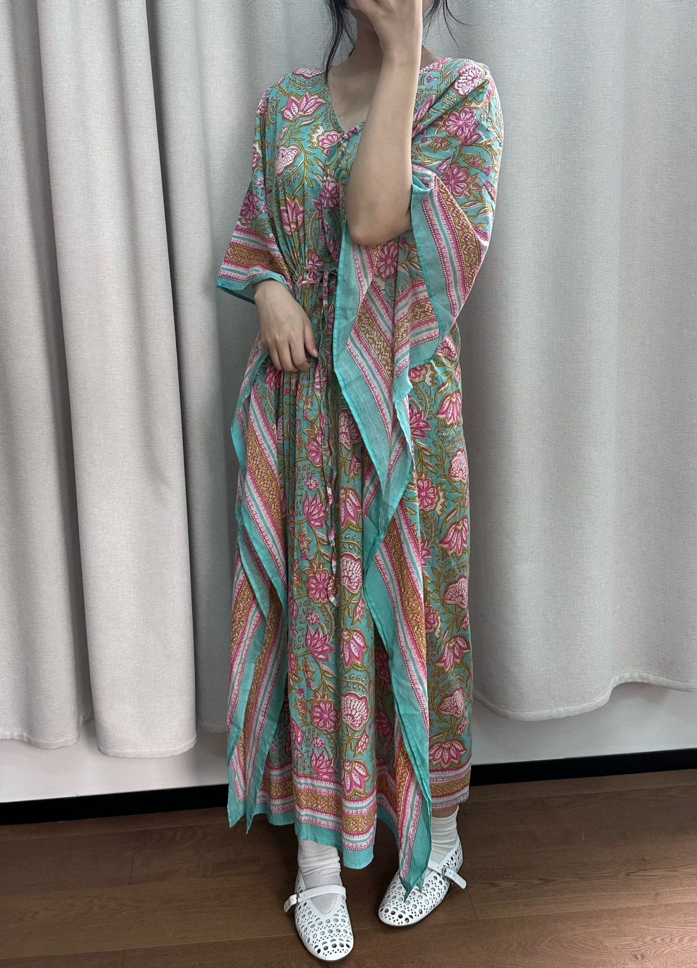 Other New Indian Cotton Drawstring Waist Dress Size M / US 6-8 / IT 42-44 - 7 Thumbnail