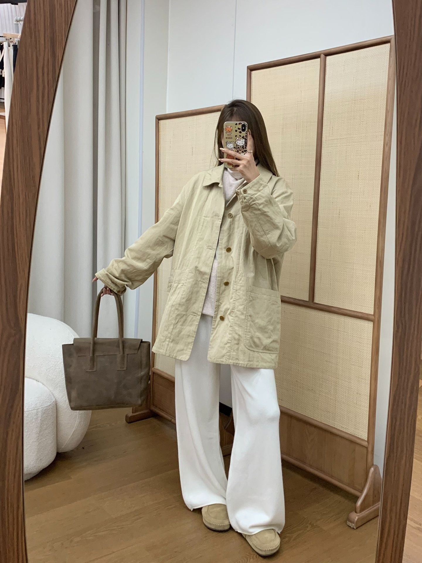 YAECA YAECA Beige Women's Coat Size L / US 10 / IT 46 - 2 Thumbnail