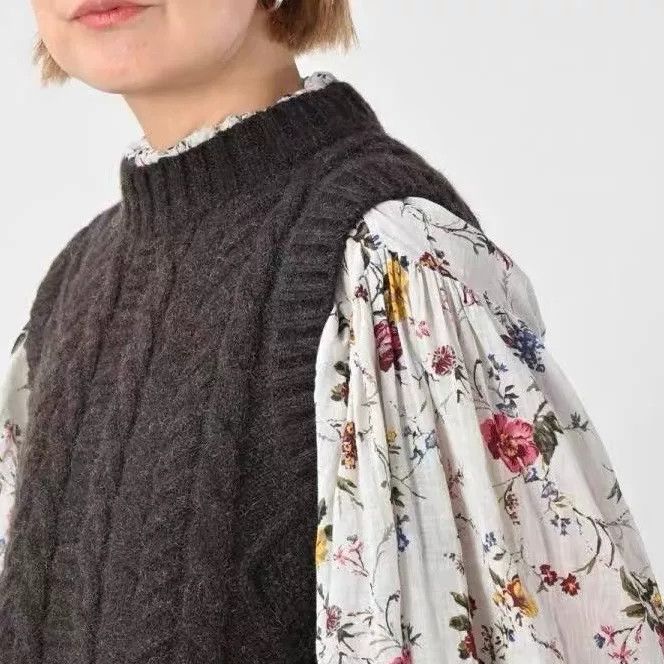 45rpm 45R Irish Cable Women's Cashmere Vest Size M / US 6-8 / IT 42-44 - 4 Thumbnail