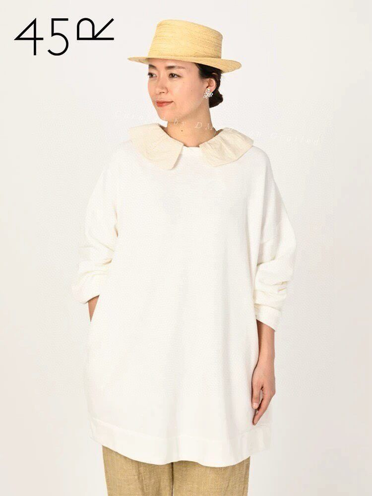45rpm 45R White Detachable Ruffle Collar Sweatshirt Size M / US 6-8 / IT 42-44 - 8 Thumbnail