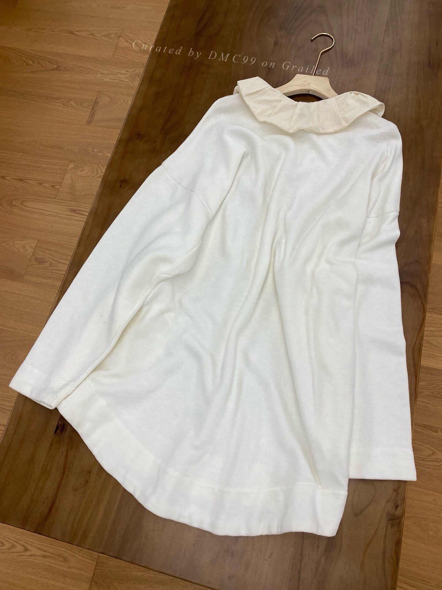 45rpm 45R White Detachable Ruffle Collar Sweatshirt Size M / US 6-8 / IT 42-44 - 3 Thumbnail