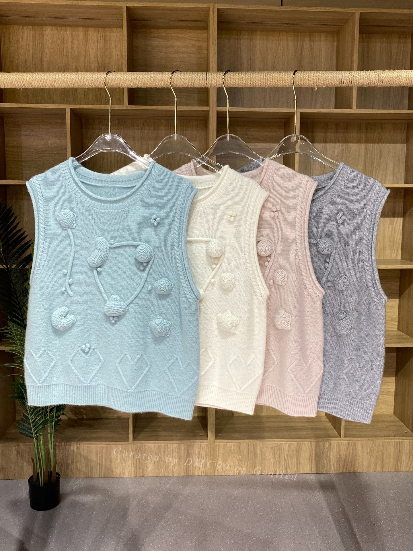 Carven CARVEN Women's Wool Star-Moon Crochet Vest Size M / US 6-8 / IT 42-44 - 3 Thumbnail