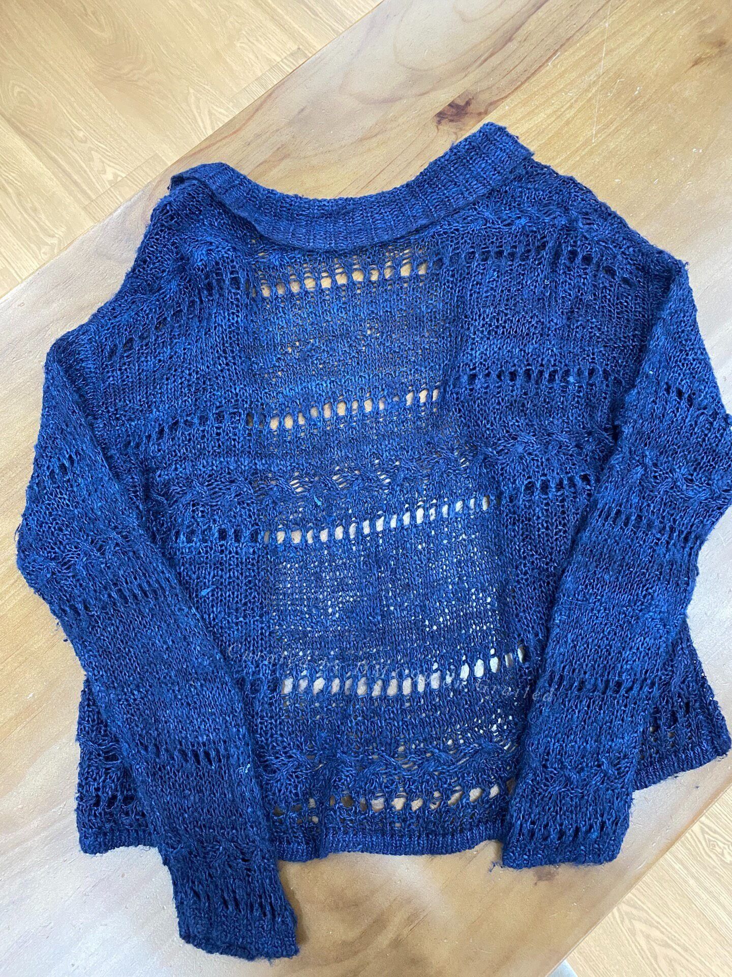 Other New Handmade Dark Blue Tussah Silk Cardigan Size M / US 6-8 / IT 42-44 - 2 Thumbnail