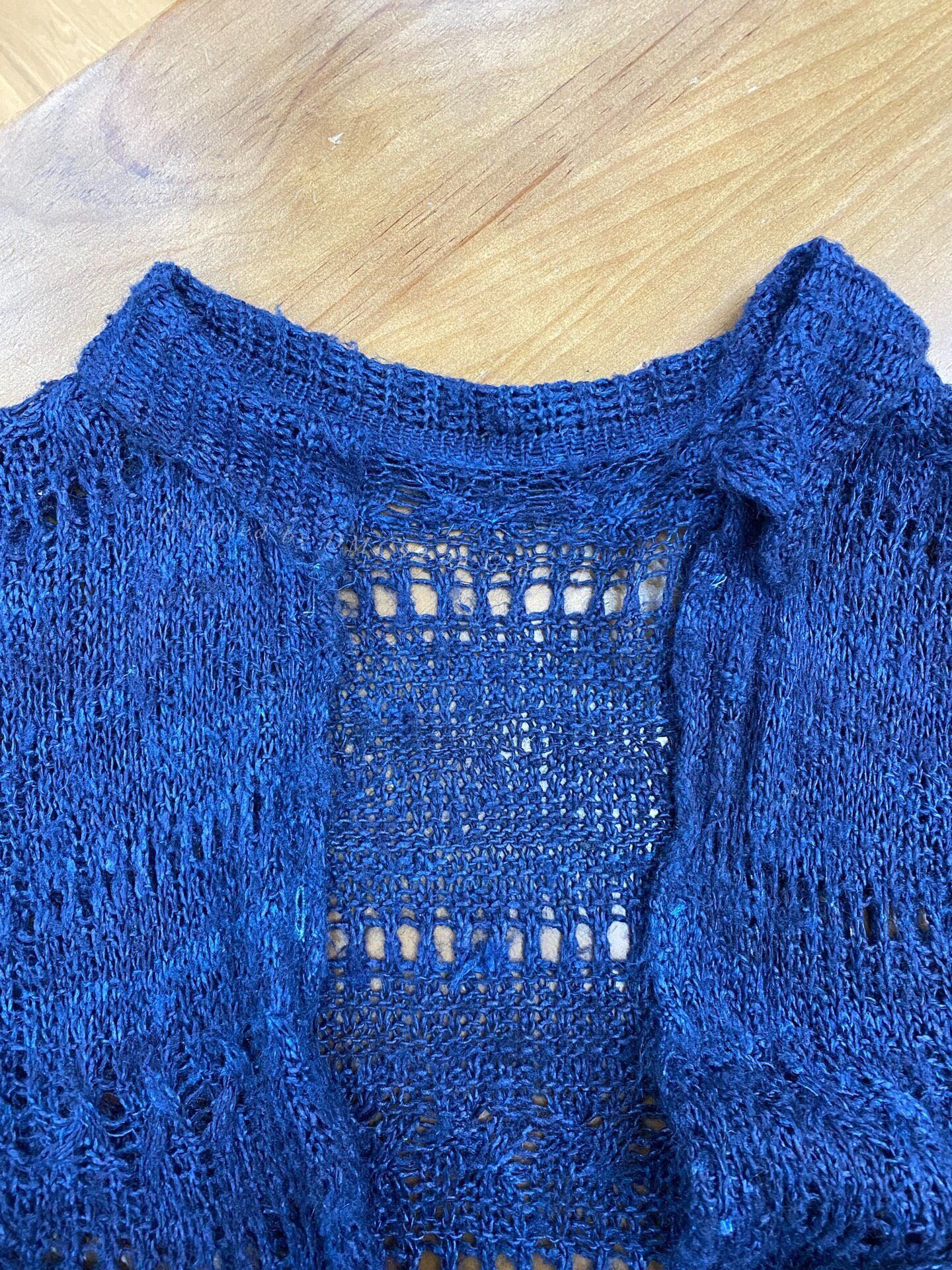 Other New Handmade Dark Blue Tussah Silk Cardigan Size M / US 6-8 / IT 42-44 - 3 Thumbnail