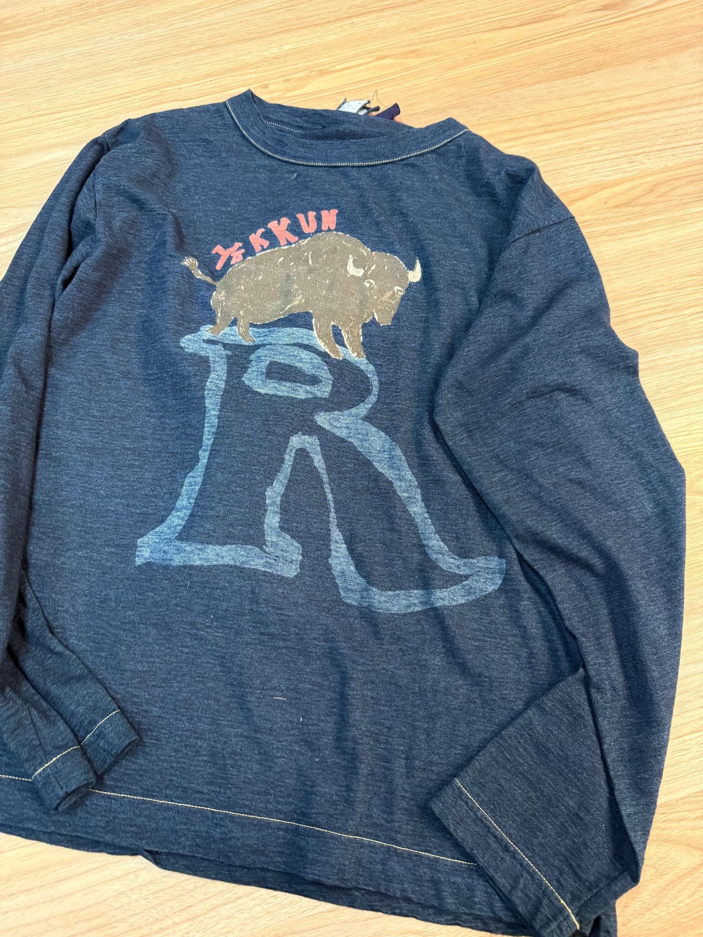 45rpm 45R Indigo Dyed Yak Print T-Shirt Size US L / EU 52-54 / 3 - 3 Thumbnail