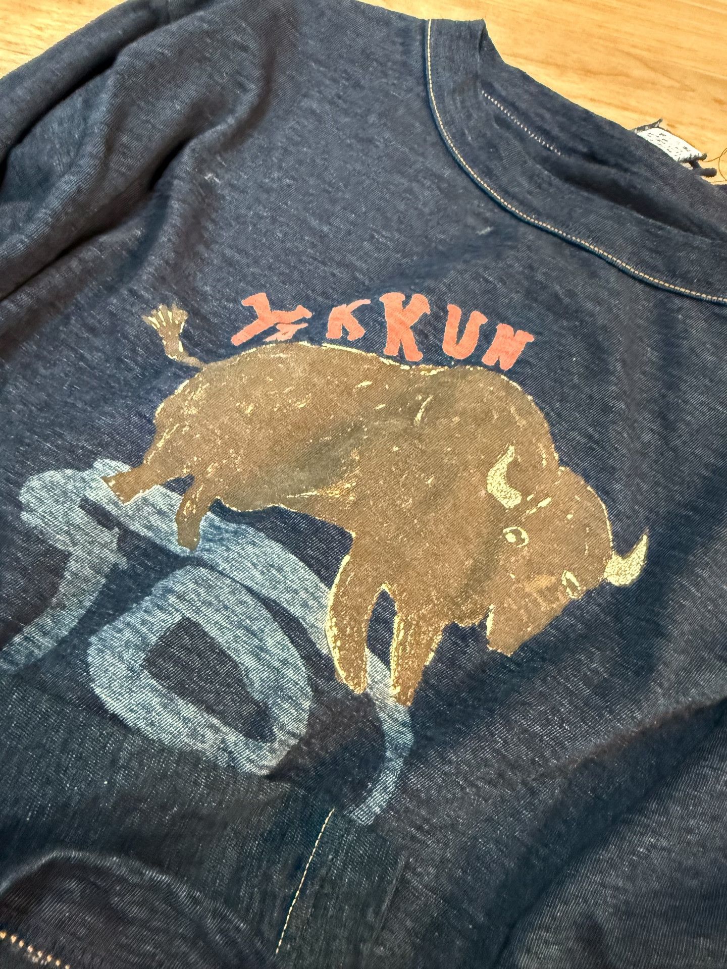 45rpm 45R Indigo Dyed Yak Print T-Shirt Size US L / EU 52-54 / 3 - 6 Thumbnail