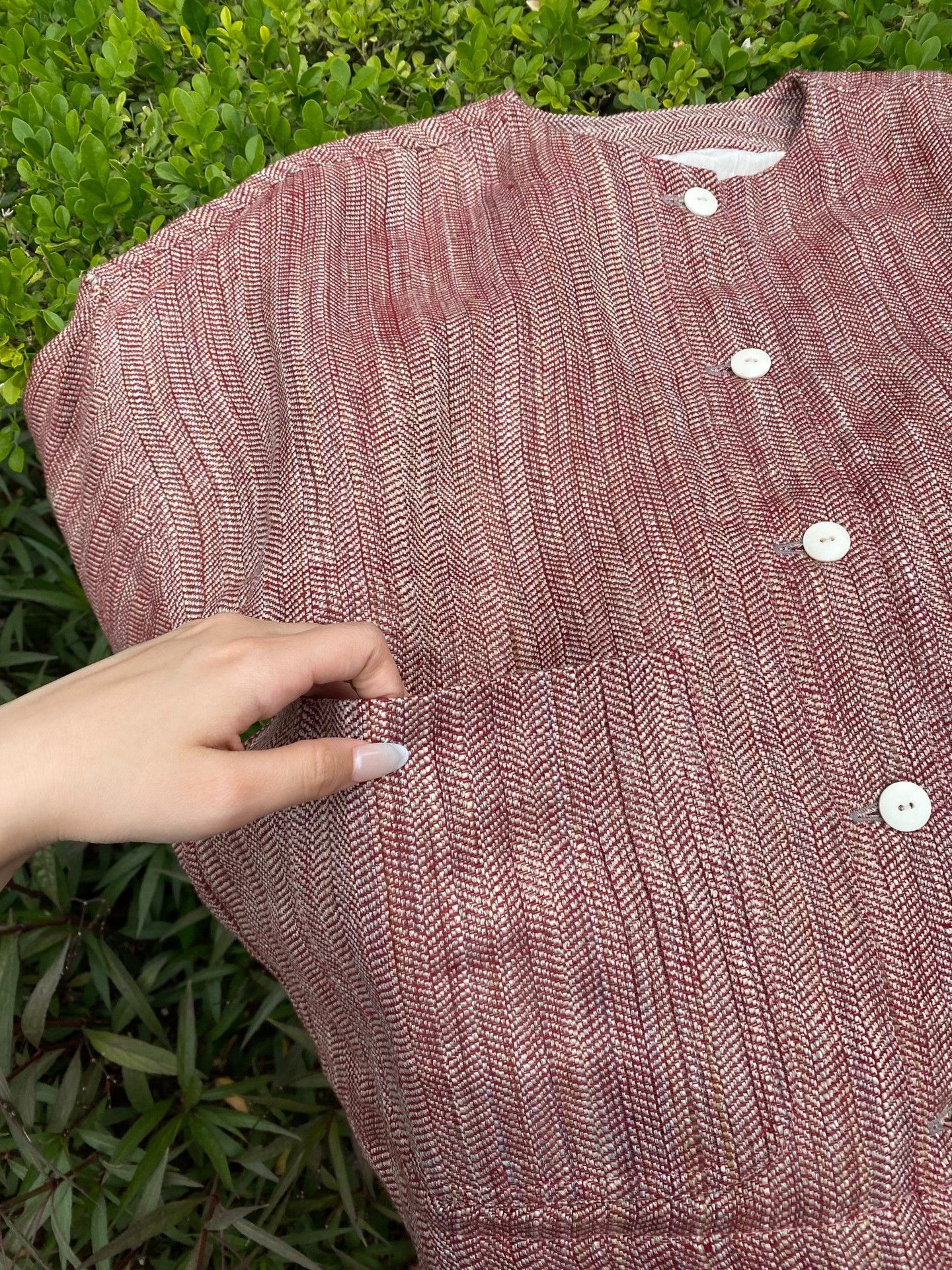 Other Handmade Tussah Silk Herringbone Cardigan Size M / US 6-8 / IT 42-44 - 6 Thumbnail