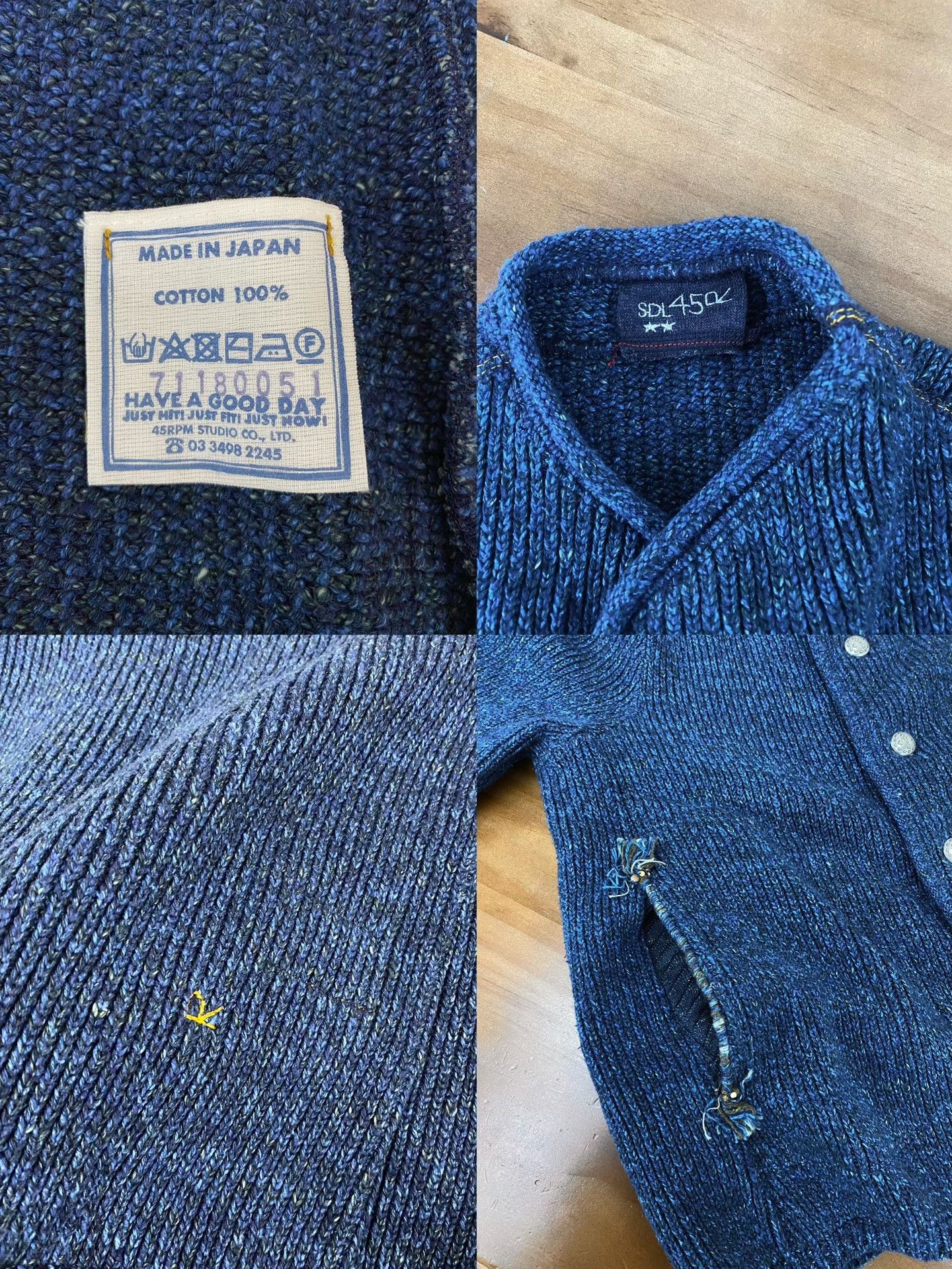 45rpm 45R Indigo Dyed Knit Cardigan Size US M / EU 48-50 / 2 - 8 Thumbnail