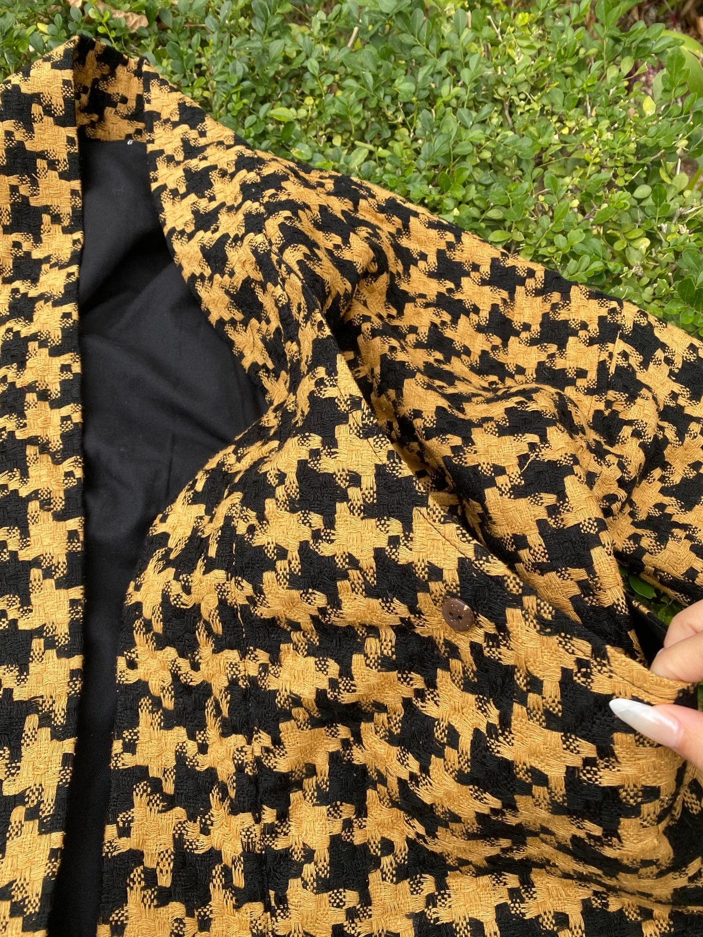 Other Tussah Silk Handmade Houndstooth Coat Size M / US 6-8 / IT 42-44 - 7 Thumbnail