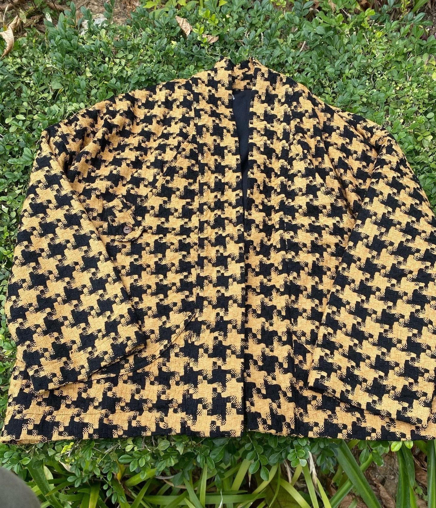 Other Tussah Silk Handmade Houndstooth Coat Size M / US 6-8 / IT 42-44 - 3 Thumbnail