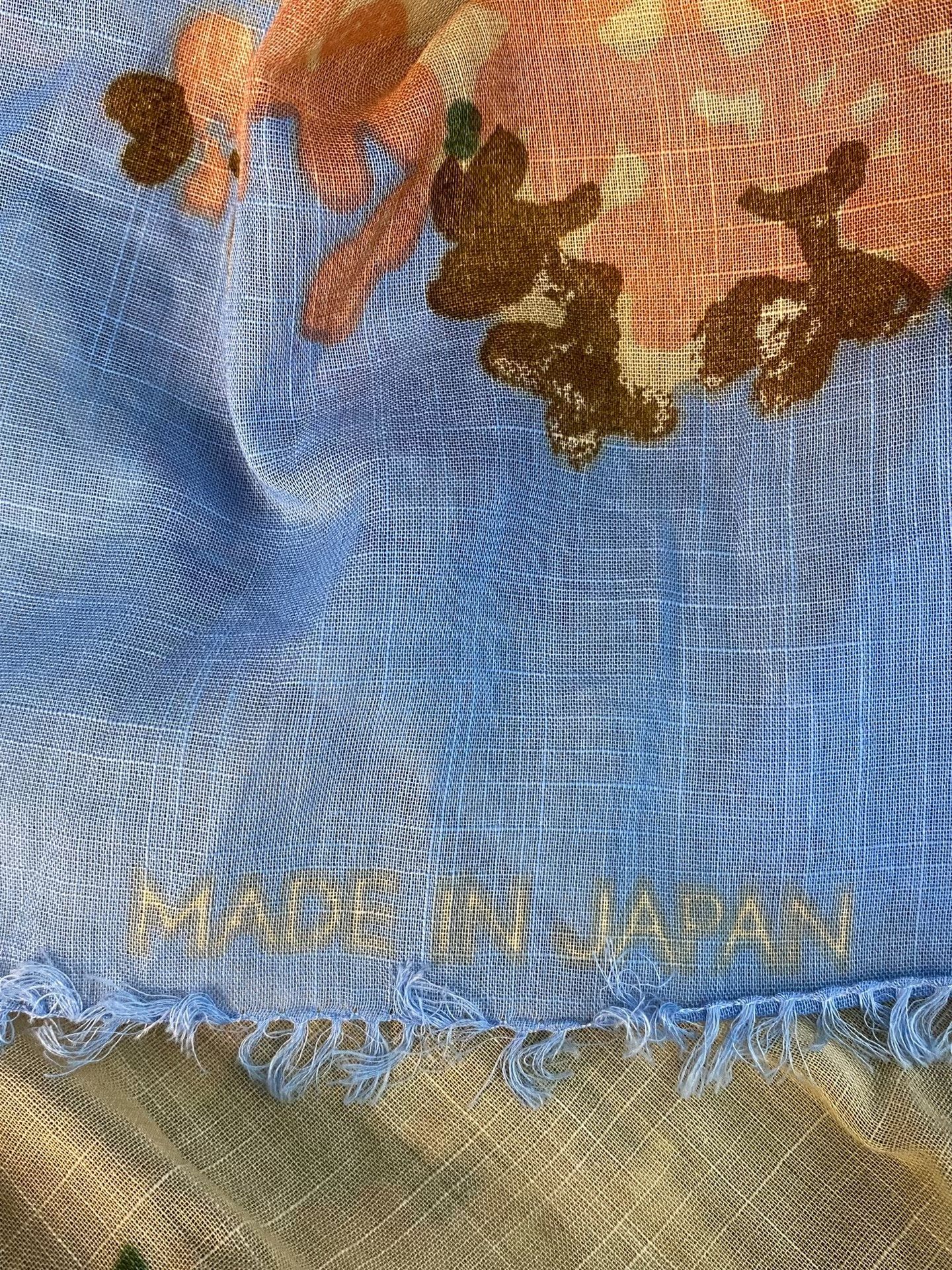 Other Retro Blue Floral Frayed Scarf Size ONE SIZE - 5 Thumbnail