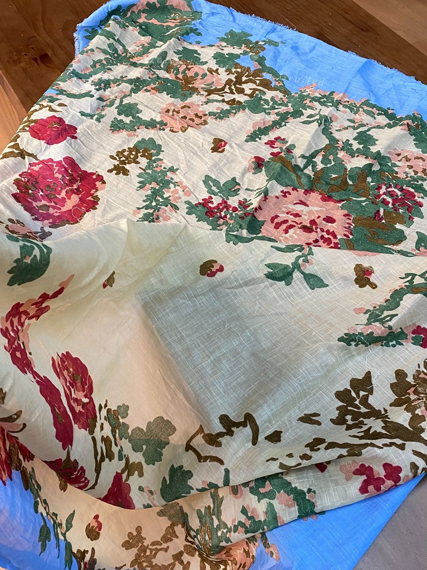 Other Retro Blue Floral Frayed Scarf Size ONE SIZE - 3 Thumbnail