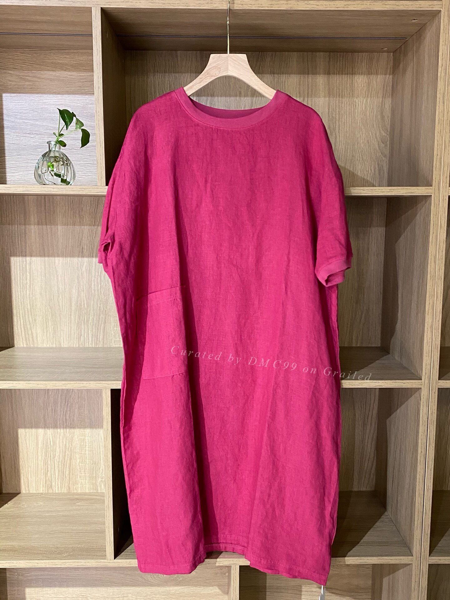 Midorikawa Plum Linen Loose Fit Dress Size M / US 6-8 / IT 42-44 - 3 Thumbnail