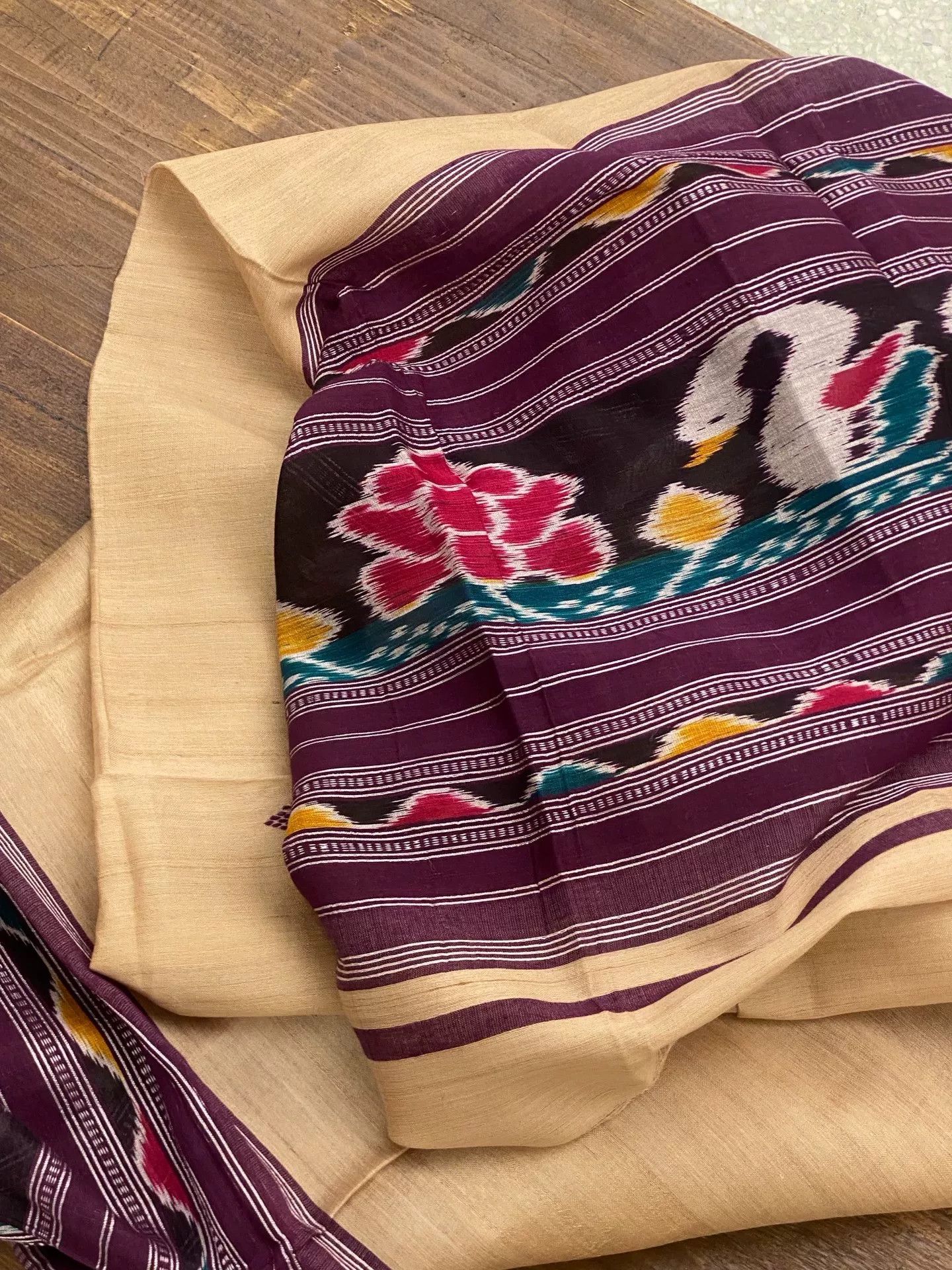SikSilk Handcrafted Embroidered Tussah Silk Scarf Size ONE SIZE - 6 Thumbnail