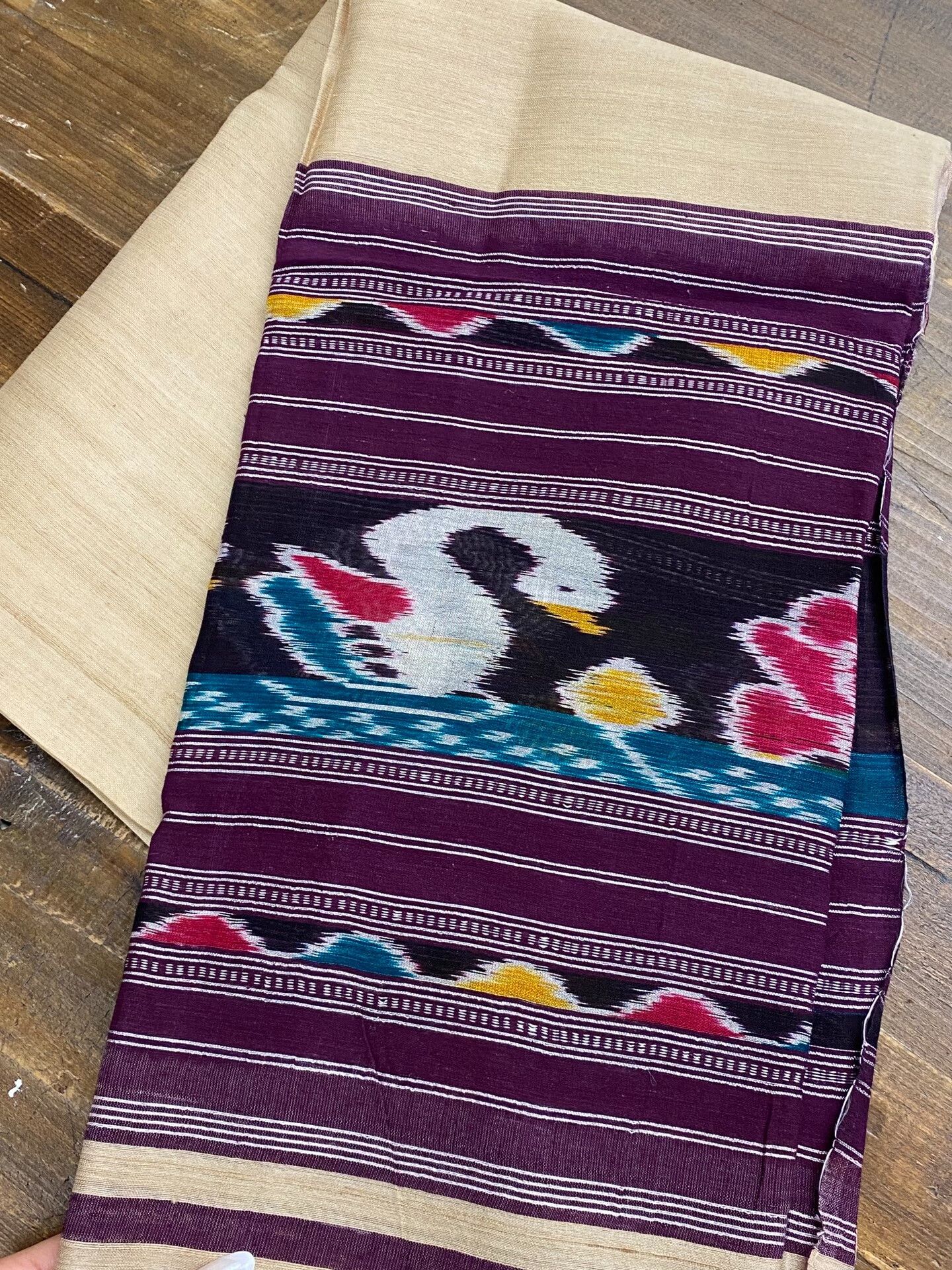 SikSilk Handcrafted Embroidered Tussah Silk Scarf Size ONE SIZE - 2 Thumbnail