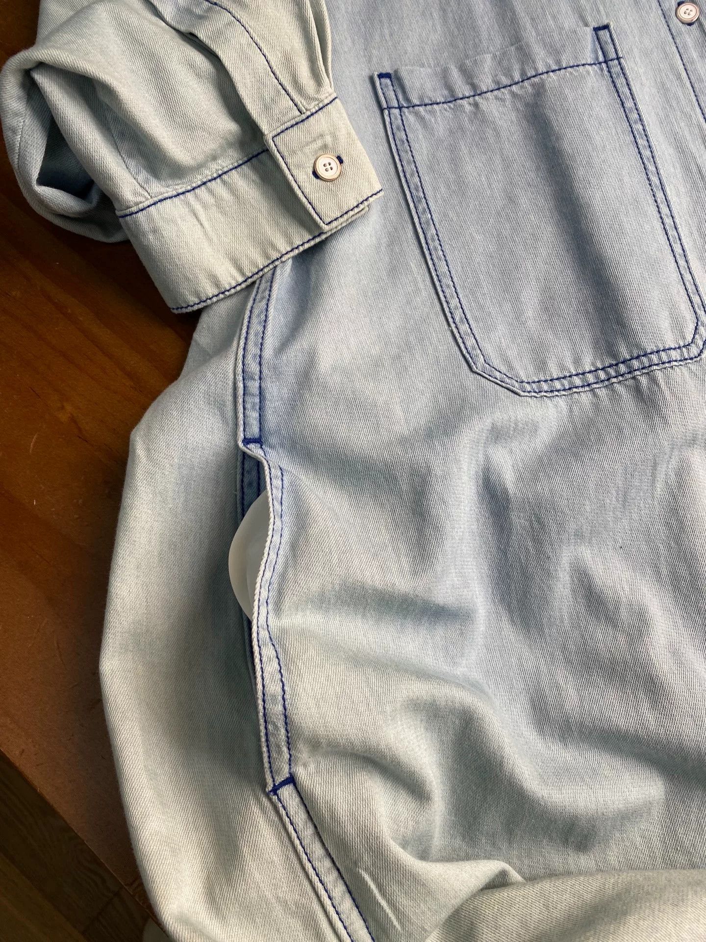 Auralee Light Blue Washed Denim Shirt Dress Size XL / US 12-14 / IT 48-50 - 5 Thumbnail