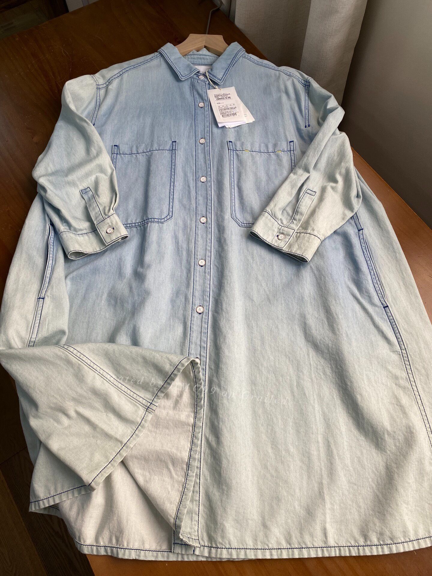 Auralee Light Blue Washed Denim Shirt Dress Size XL / US 12-14 / IT 48-50 - 2 Thumbnail