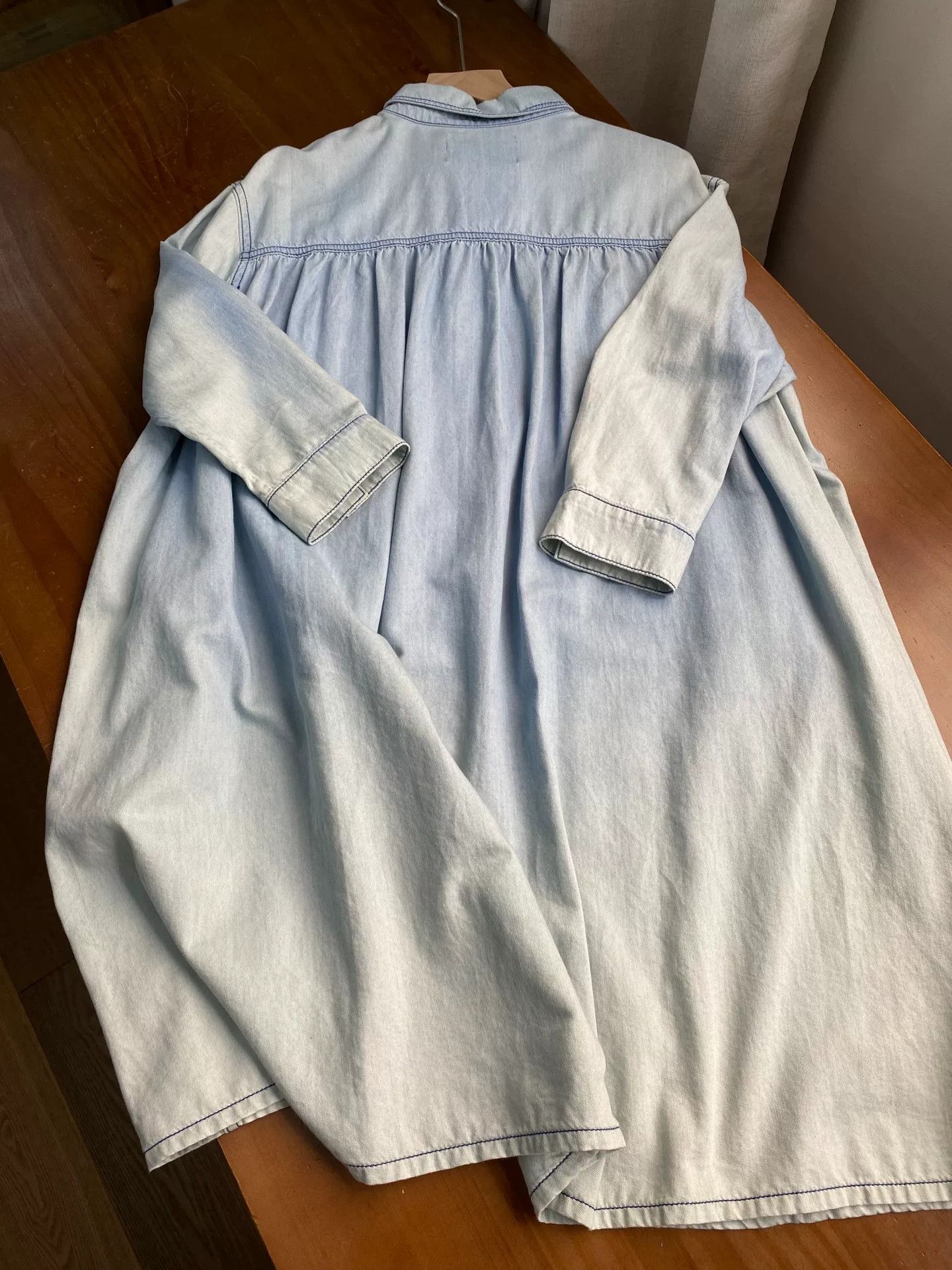 Auralee Light Blue Washed Denim Shirt Dress Size XL / US 12-14 / IT 48-50 - 3 Thumbnail