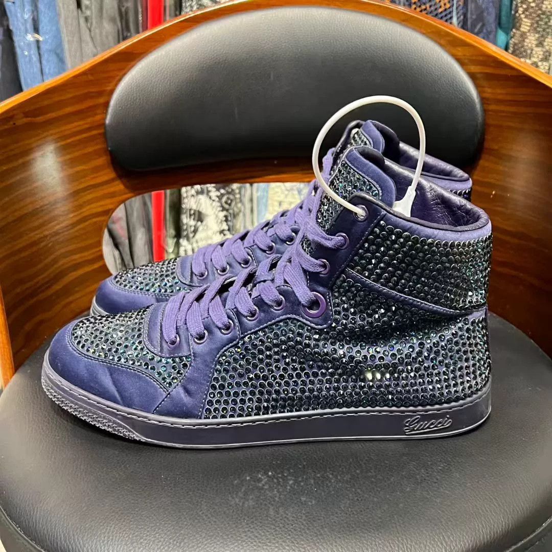 Gucci Gucci Purple High-Top Diamond Sneakers Size US 8.5 / EU 41-42 - 6 Thumbnail