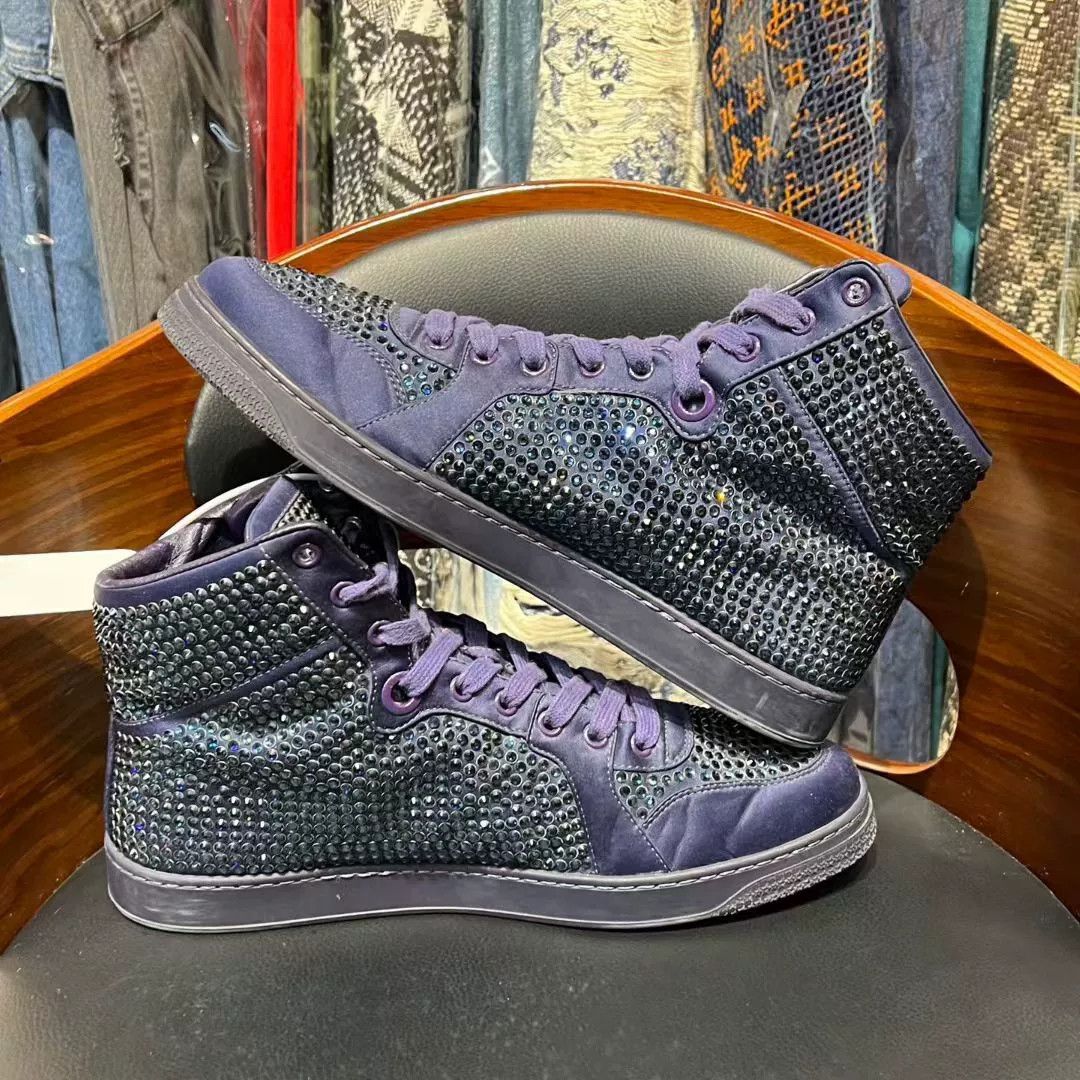 Gucci Gucci Purple High-Top Diamond Sneakers Size US 8.5 / EU 41-42 - 7 Thumbnail