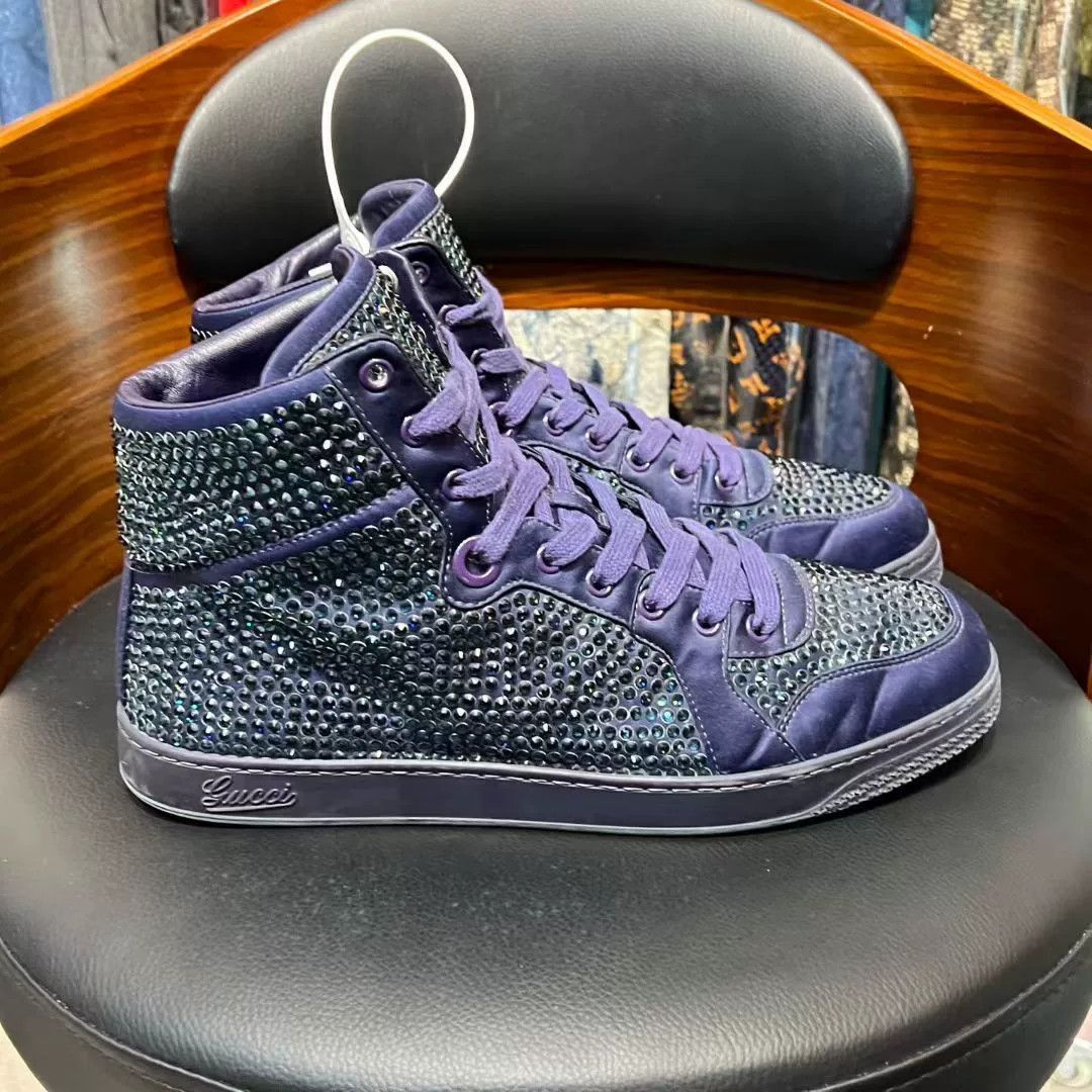 Gucci Gucci Purple High-Top Diamond Sneakers Size US 8.5 / EU 41-42 - 4 Thumbnail