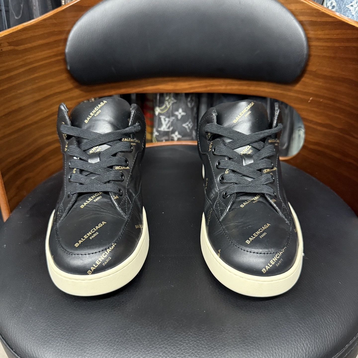 Balenciaga Balenciaga Black White Print Sneakers Size US 5 / IT 35 - 2 Thumbnail