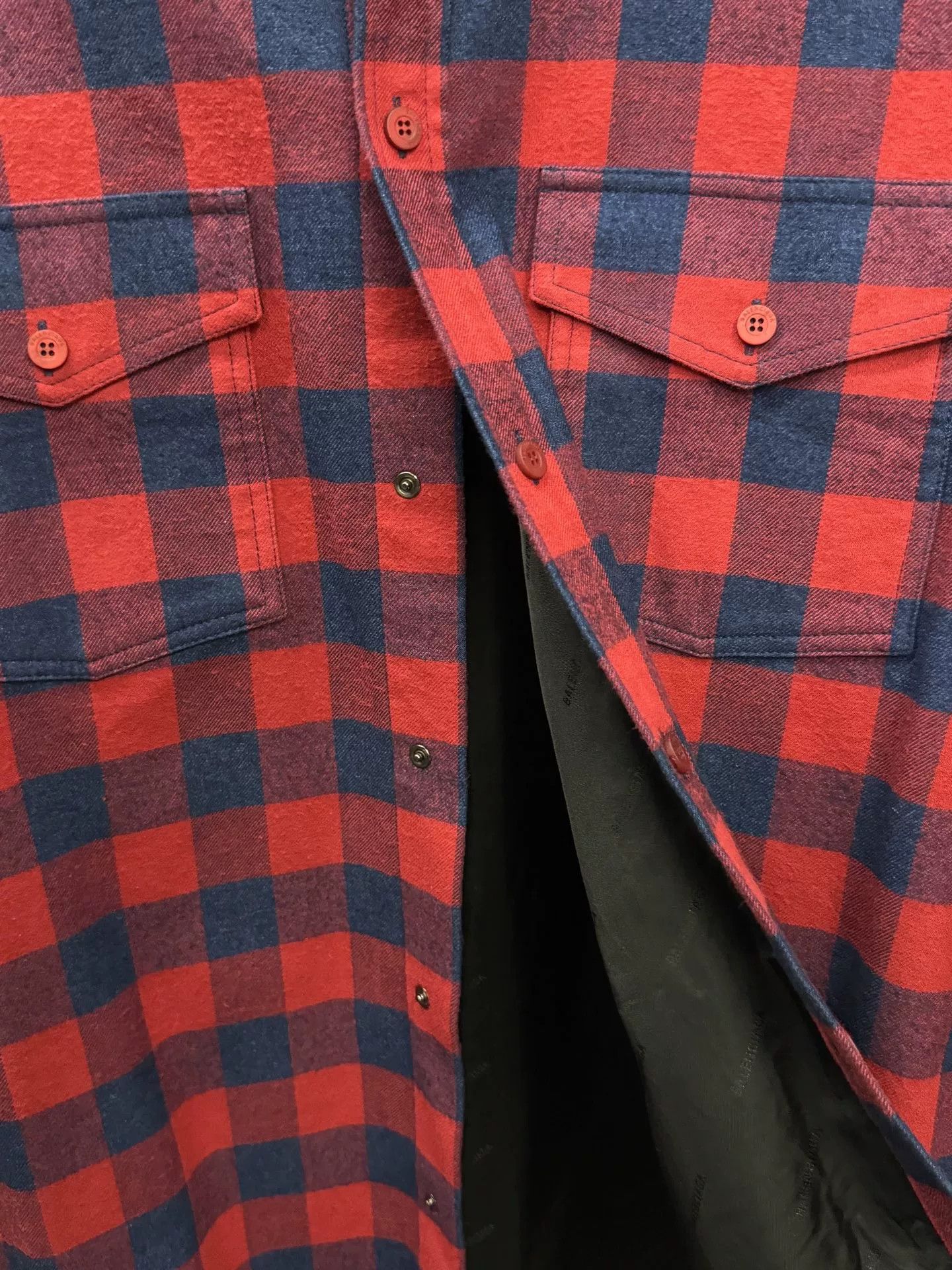 Balenciaga Balenciaga Red Blue Check Shirt Jacket Size US M / EU 48-50 / 2 - 6 Thumbnail