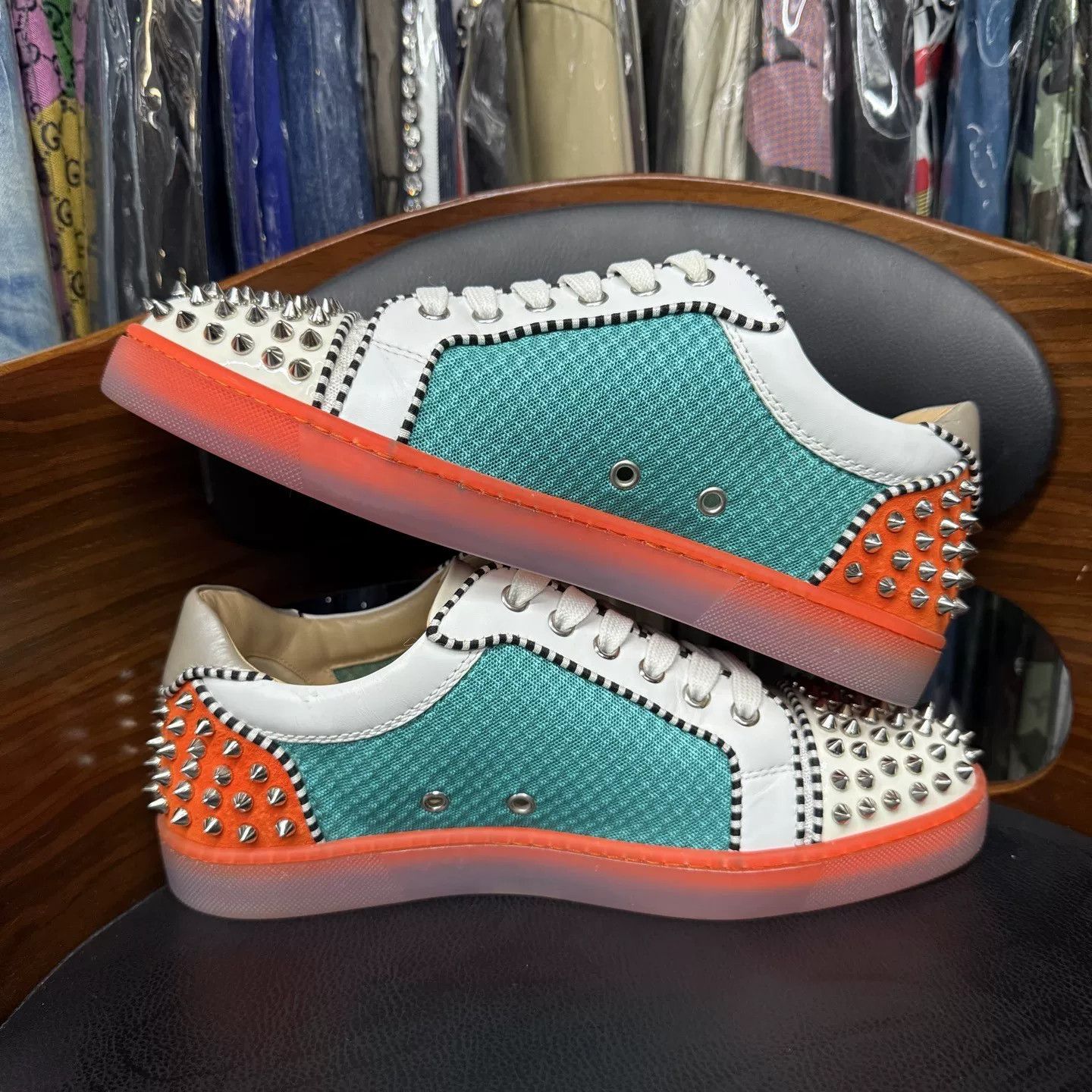 Christian Louboutin Christian Louboutin Colorblock Studded Sneakers Size US 7.5 / EU 40-41 - 7 Thumbnail