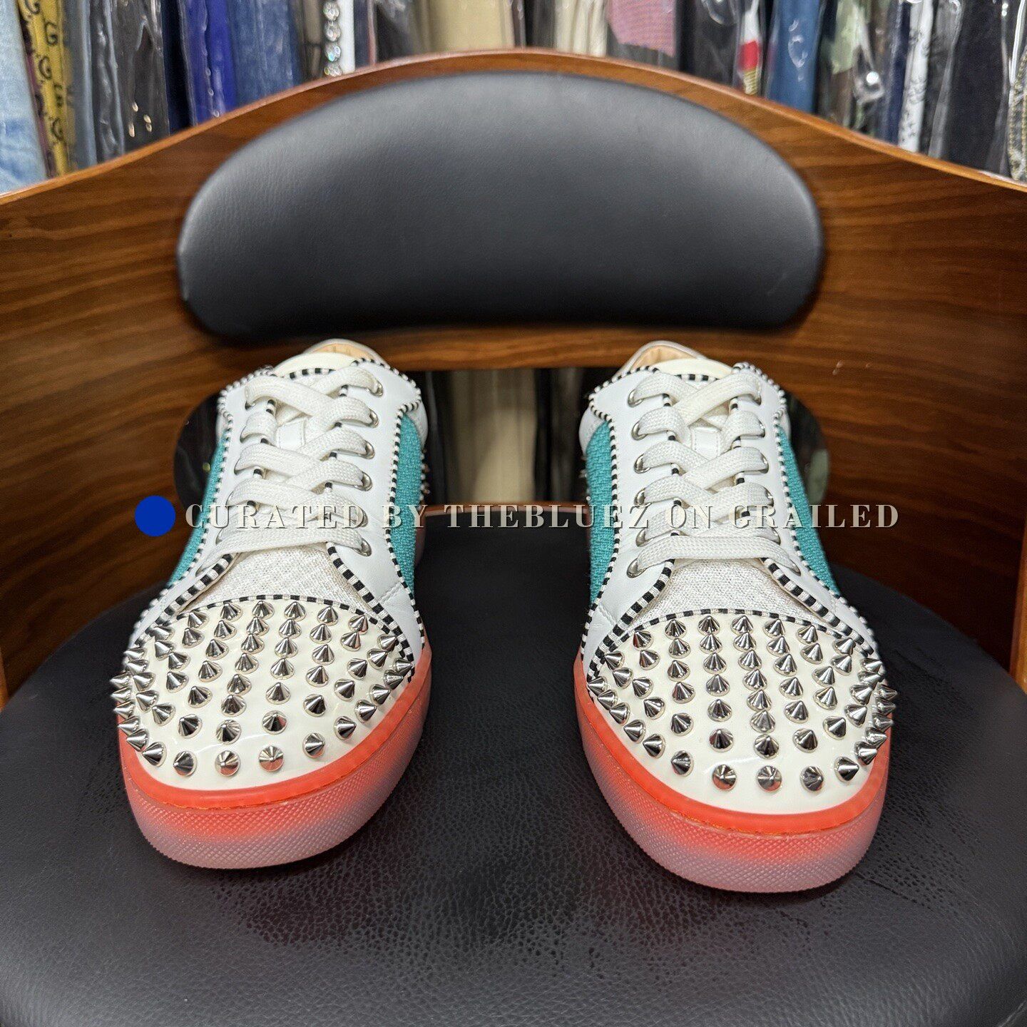 Christian Louboutin Christian Louboutin Colorblock Studded Sneakers Size US 7.5 / EU 40-41 - 2 Thumbnail