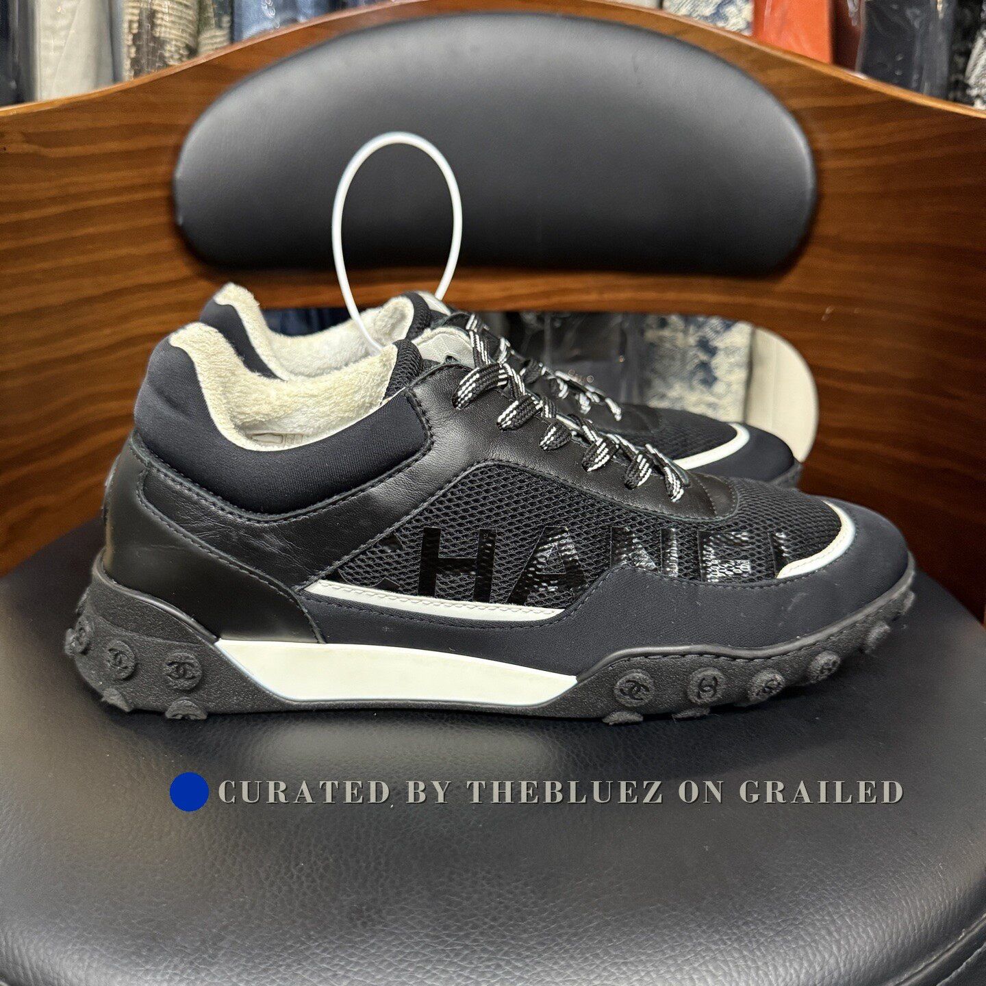 Chanel Chanel Black White Training Sneakers Size US 8 / IT 38 - 4 Thumbnail