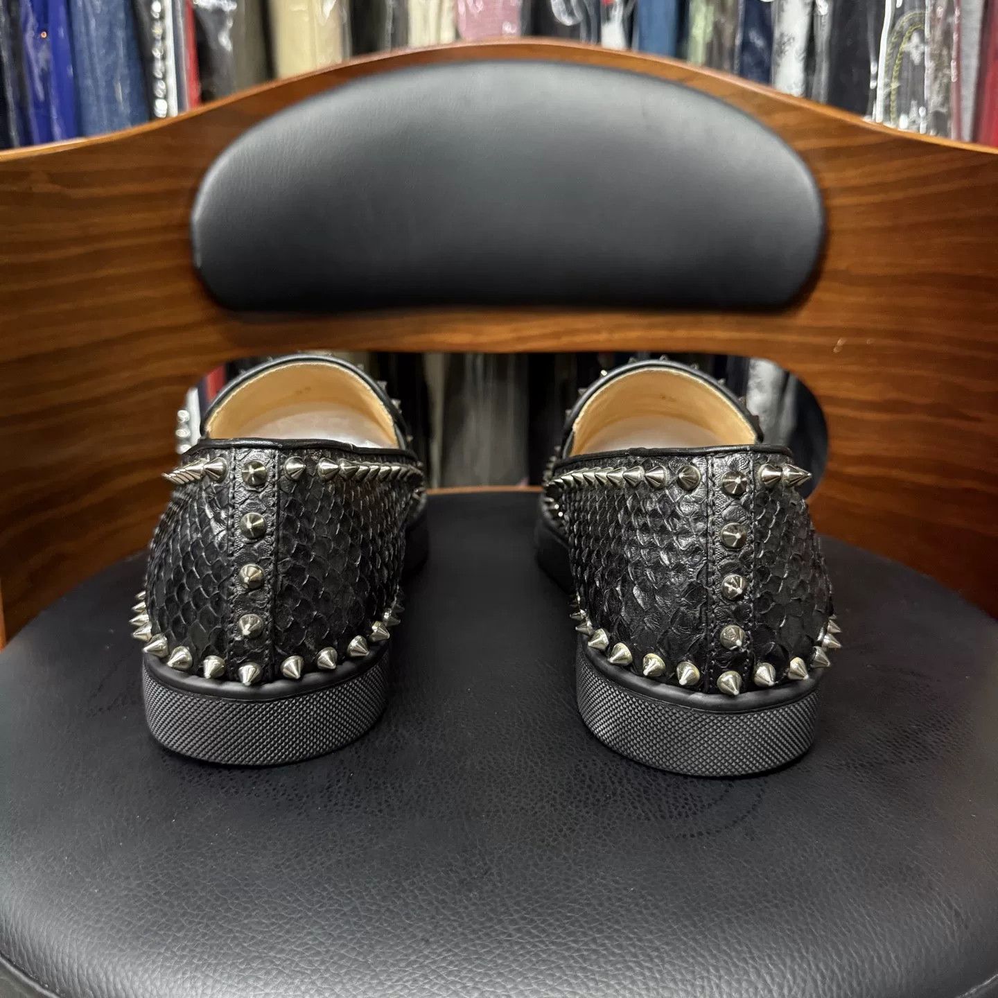 Christian Louboutin Christian Louboutin Black Python Red Sole Slip-On Size US 8 / IT 38 - 3 Thumbnail