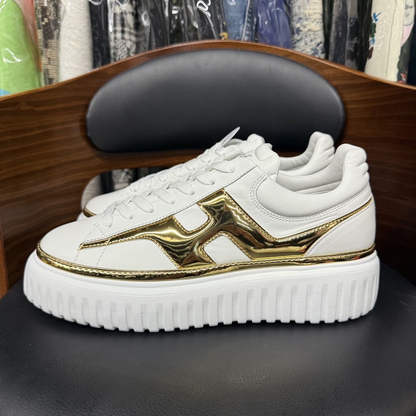 Hogan Hogan Platinum Gold Platform Sneakers Size US 7.5 / EU 40-41 - 6 Thumbnail