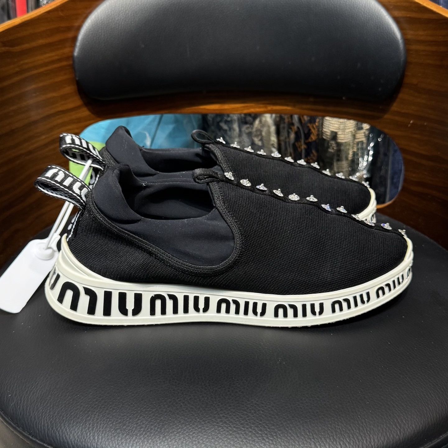 Miu Miu Miu Miu Diamond-Embellished Black Casual Shoes Size US 6 / IT 36 - 4 Thumbnail