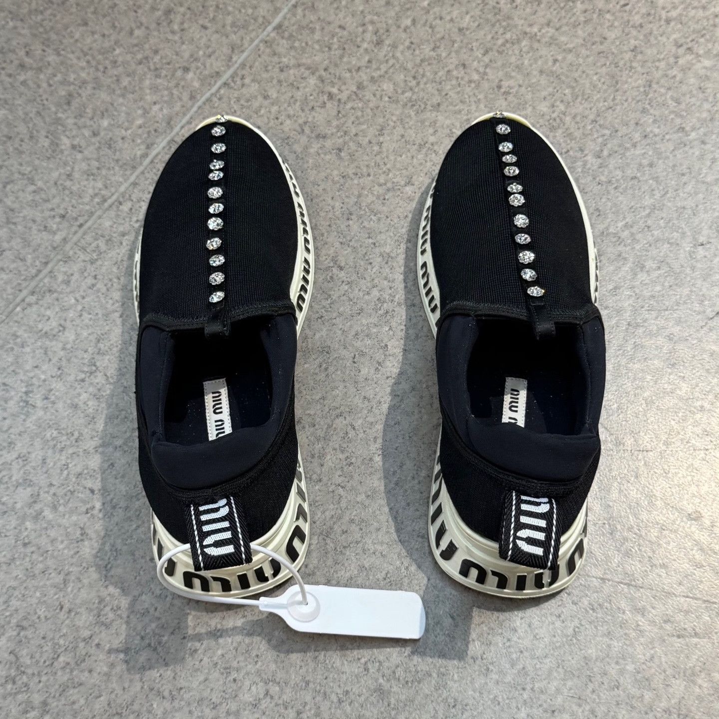 Miu Miu Miu Miu Diamond-Embellished Black Casual Shoes Size US 6 / IT 36 - 8 Thumbnail