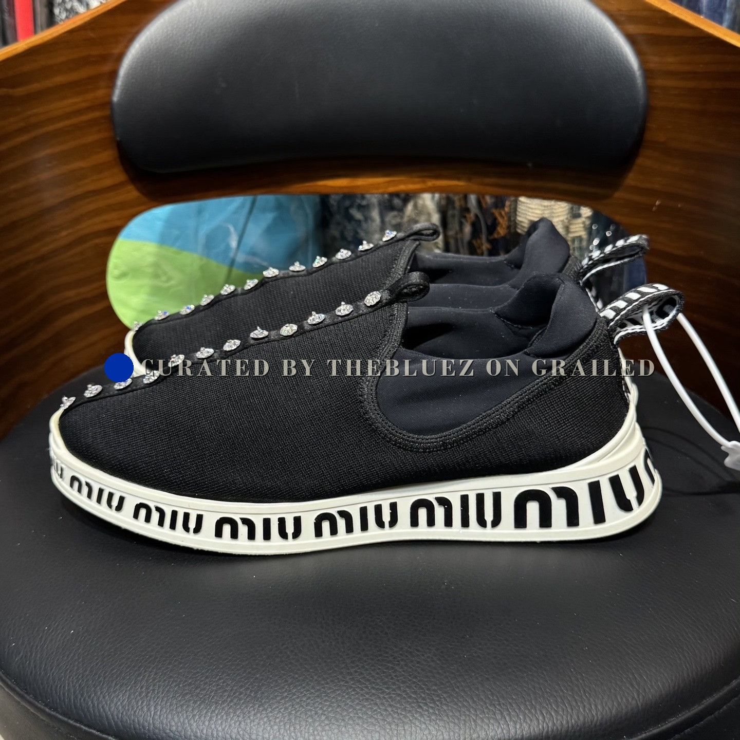Miu Miu Miu Miu Diamond-Embellished Black Casual Shoes Size US 6 / IT 36 - 6 Thumbnail