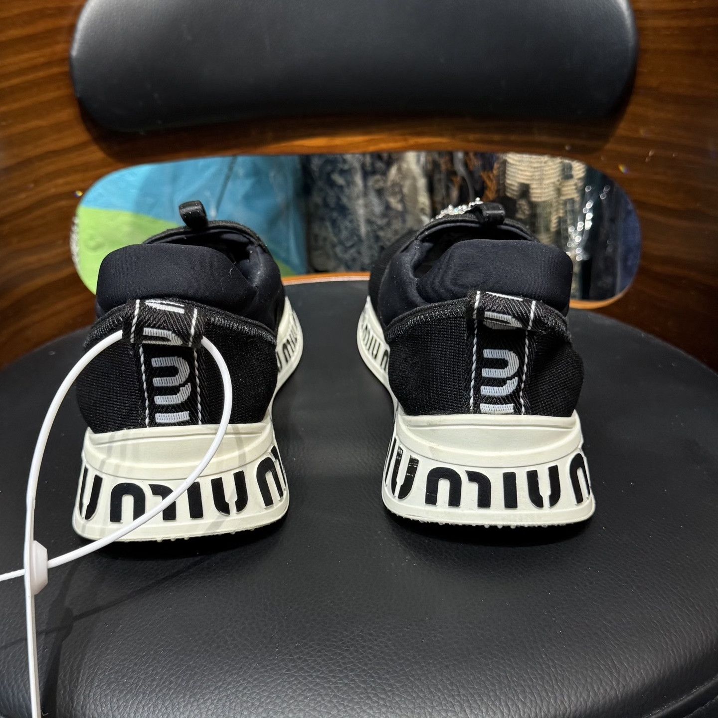 Miu Miu Miu Miu Diamond-Embellished Black Casual Shoes Size US 6 / IT 36 - 3 Thumbnail