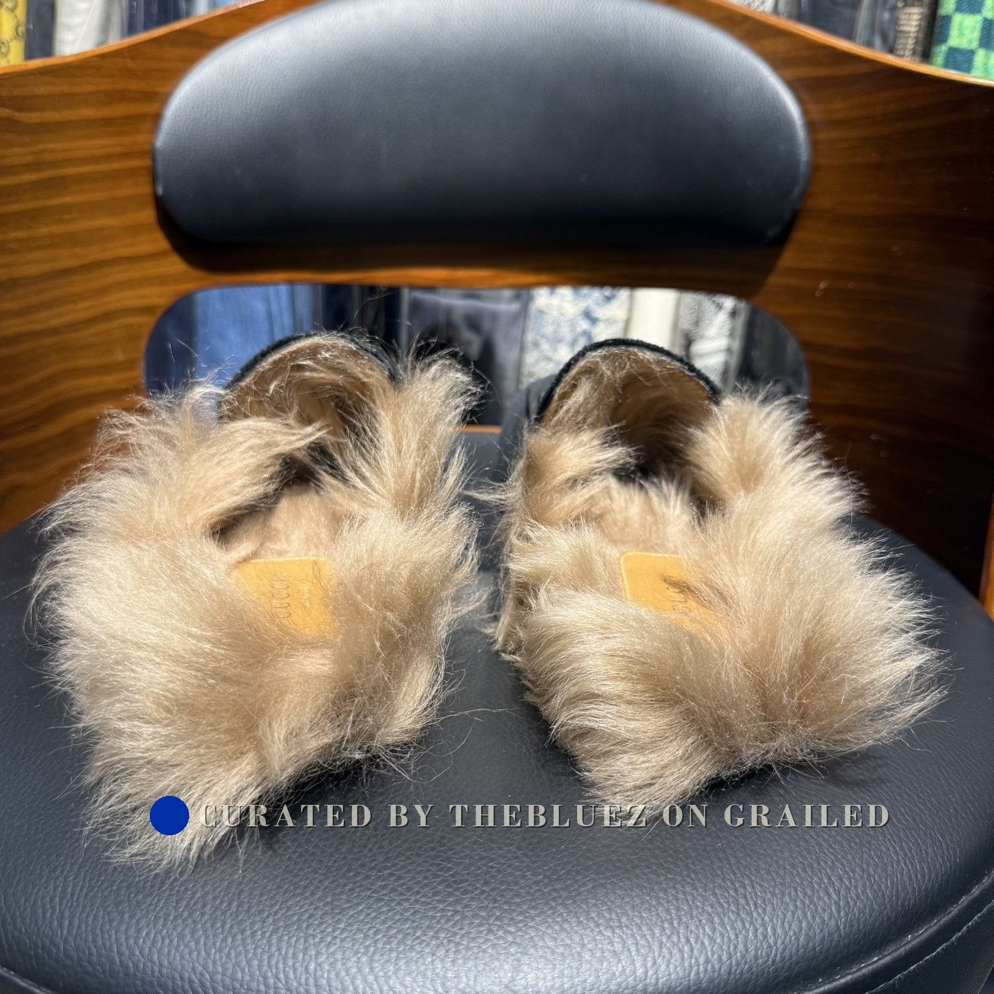 Gucci Gucci Black Velvet Gold Horsebit Fur Slippers Size US 8 / IT 38 - 3 Thumbnail
