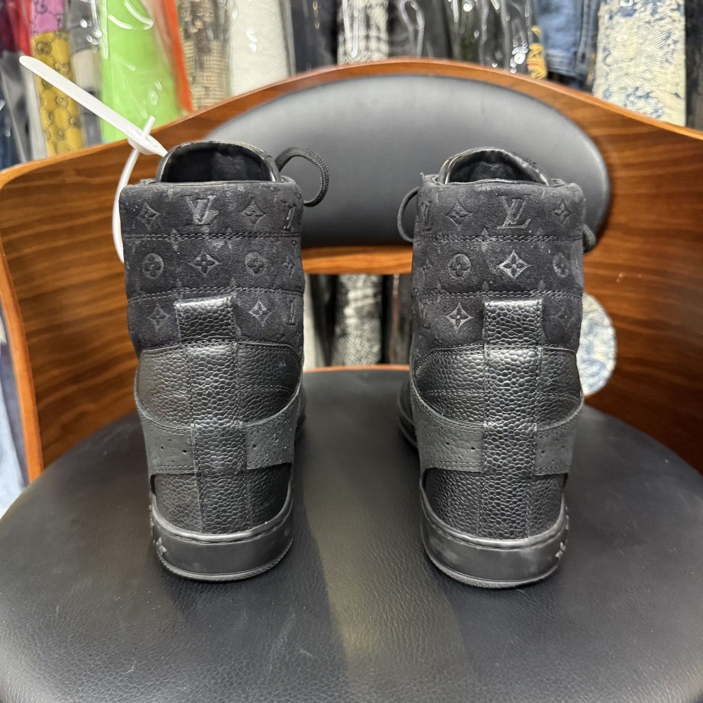 Louis Vuitton LV Black Embossed Print Platform Boots Size US 5 / IT 35 - 3 Thumbnail