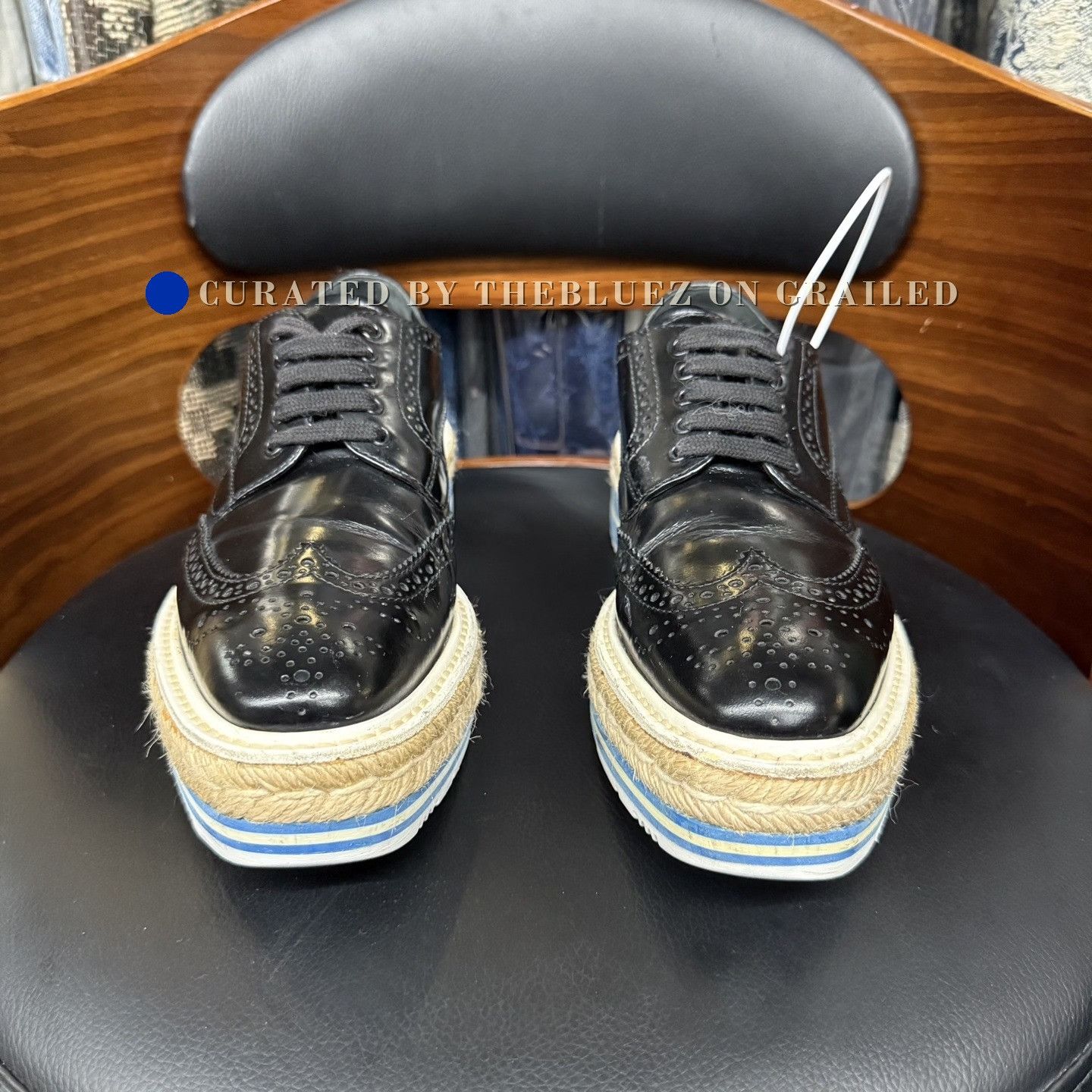 Prada Prada Shiny Fume Black Blue Retro Platform Size US 6.5 / IT 36.5 - 2 Thumbnail