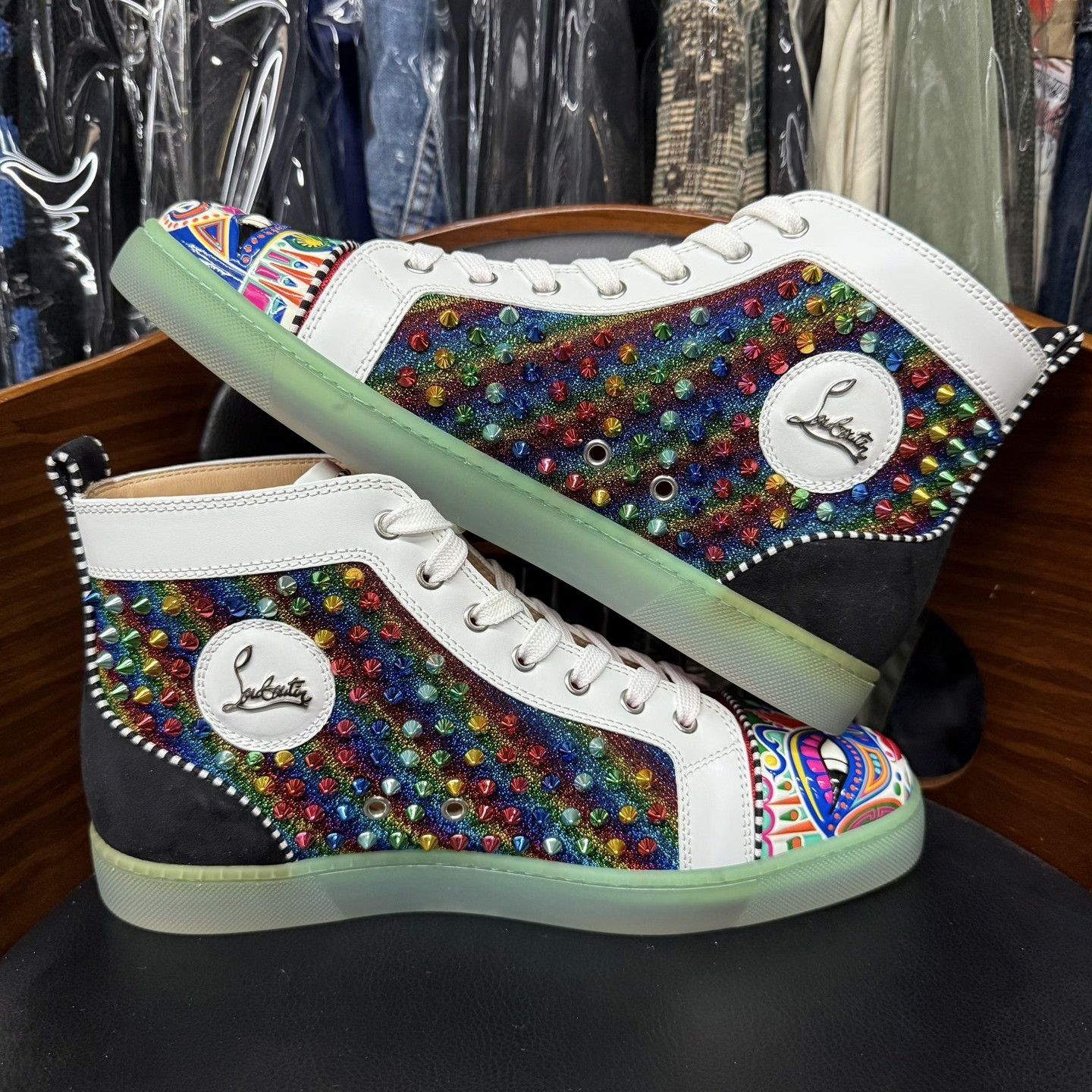 Christian Louboutin Christian Louboutin White High-Top Red Sole Sneakers Size US 9.5 / EU 42-43 - 7 Thumbnail