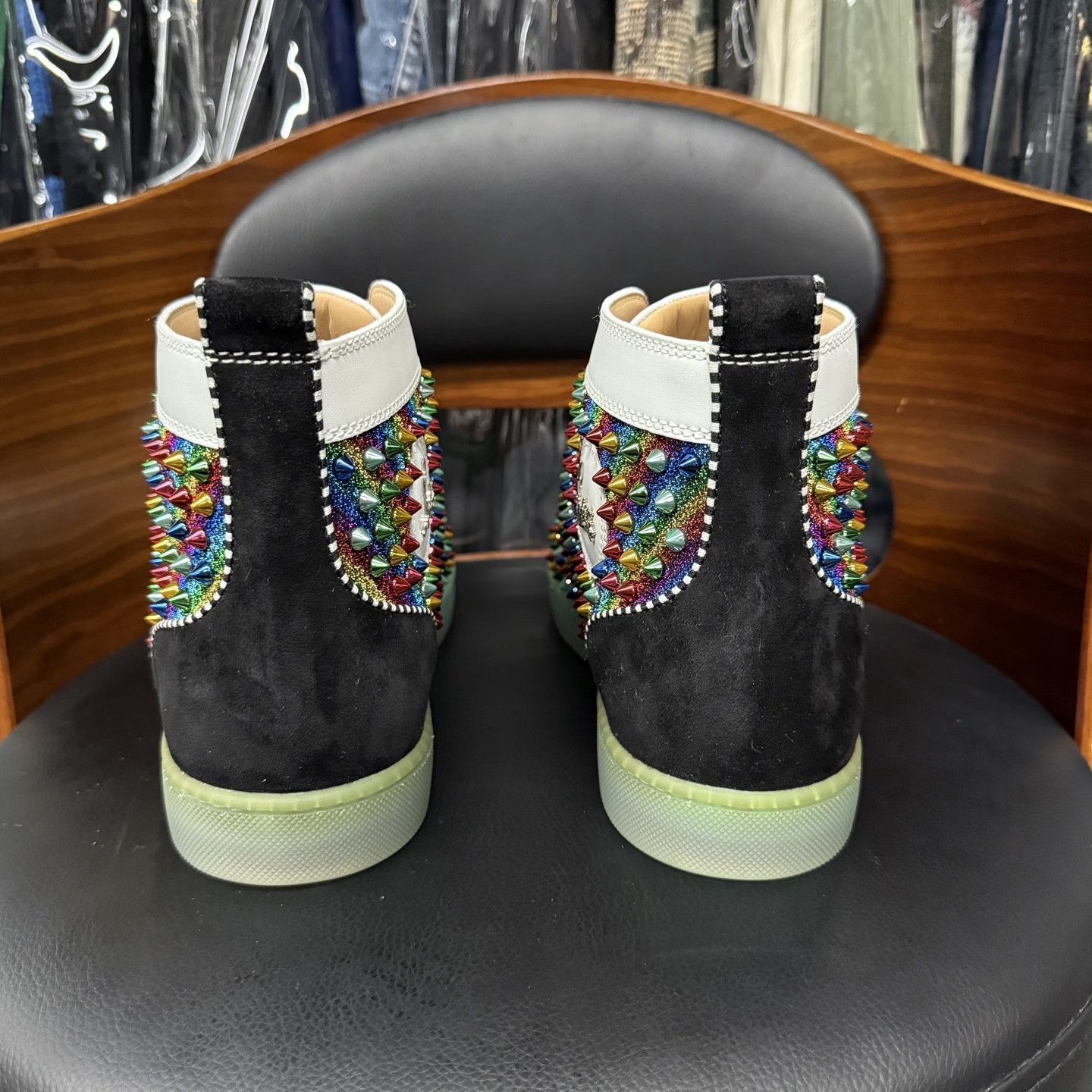 Christian Louboutin Christian Louboutin White High-Top Red Sole Sneakers Size US 9.5 / EU 42-43 - 3 Thumbnail
