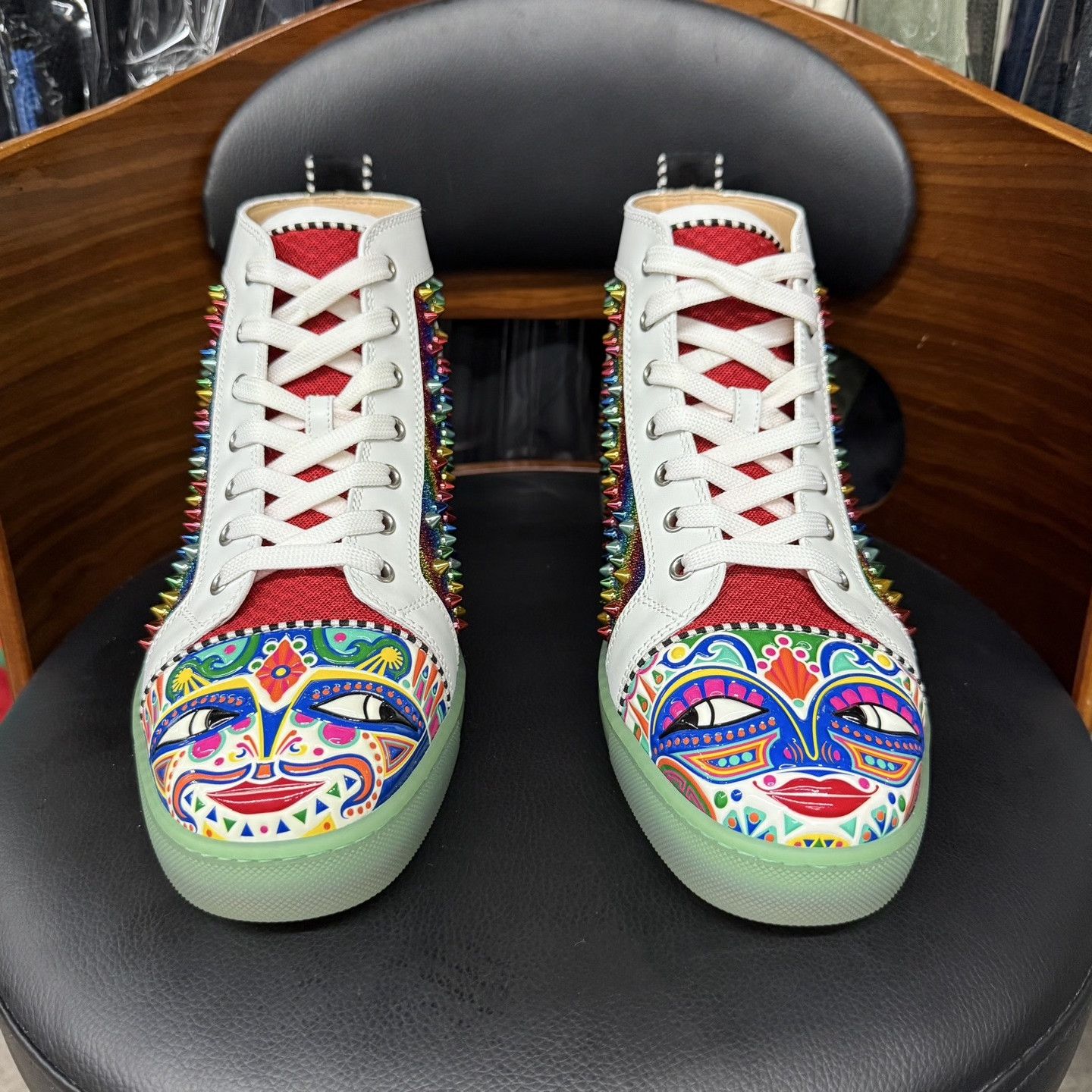 Christian Louboutin Christian Louboutin White High-Top Red Sole Sneakers Size US 9.5 / EU 42-43 - 2 Thumbnail