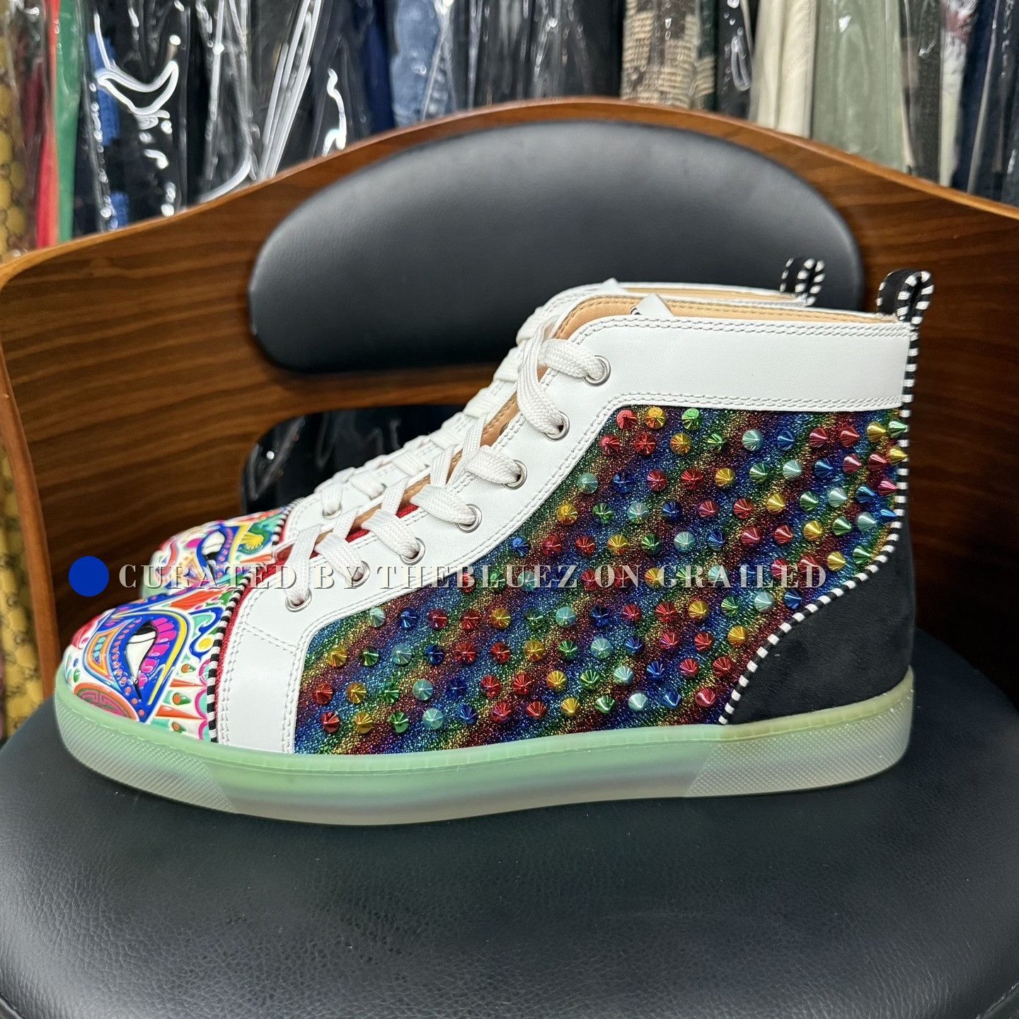 Christian Louboutin Christian Louboutin White High-Top Red Sole Sneakers Size US 9.5 / EU 42-43 - 6 Thumbnail