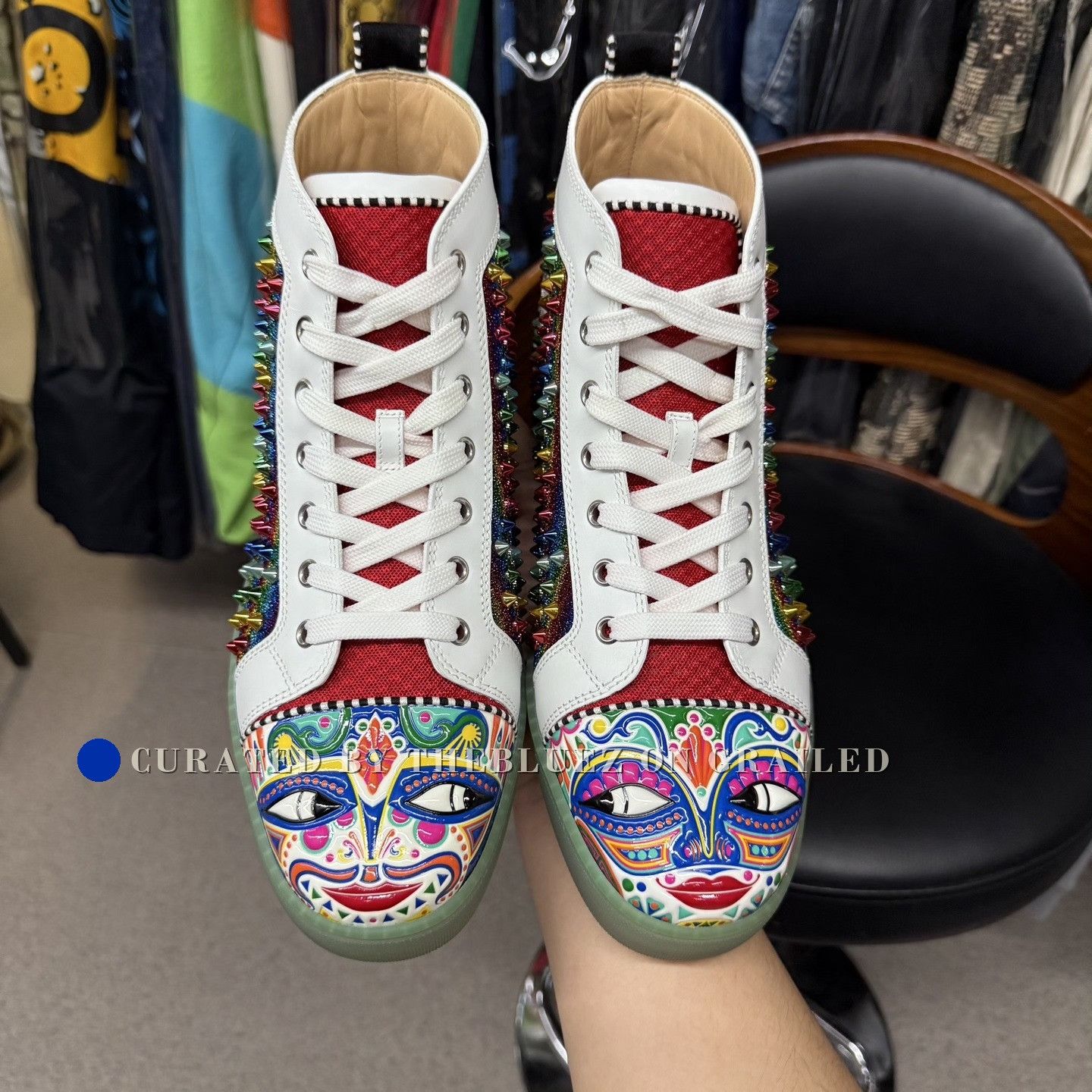 Christian Louboutin Christian Louboutin White High-Top Red Sole Sneakers Size US 9.5 / EU 42-43 - 5 Thumbnail